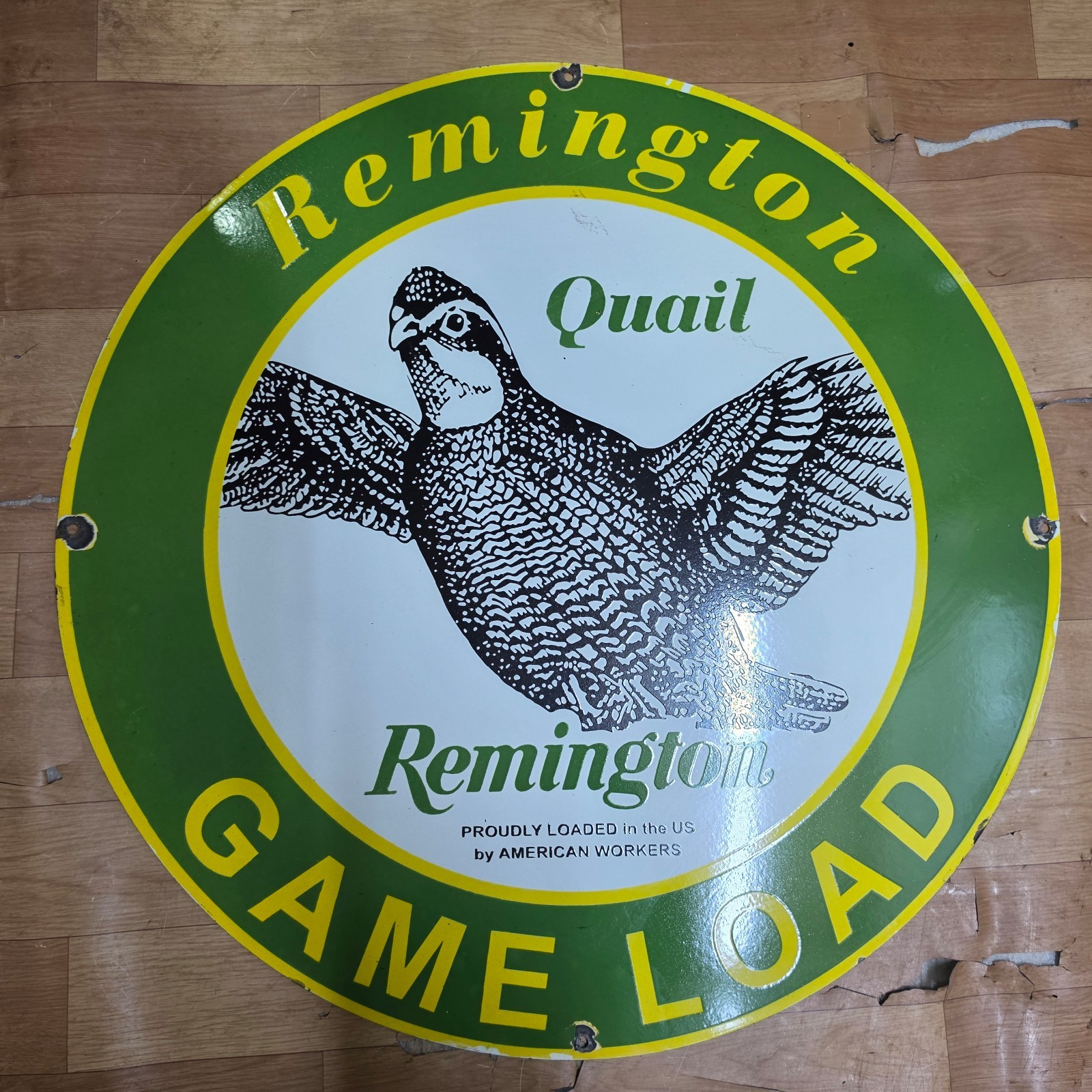 REMINGTON QUAIL PORCELAIN ENAMEL SIGN 29 X 29 INCHES