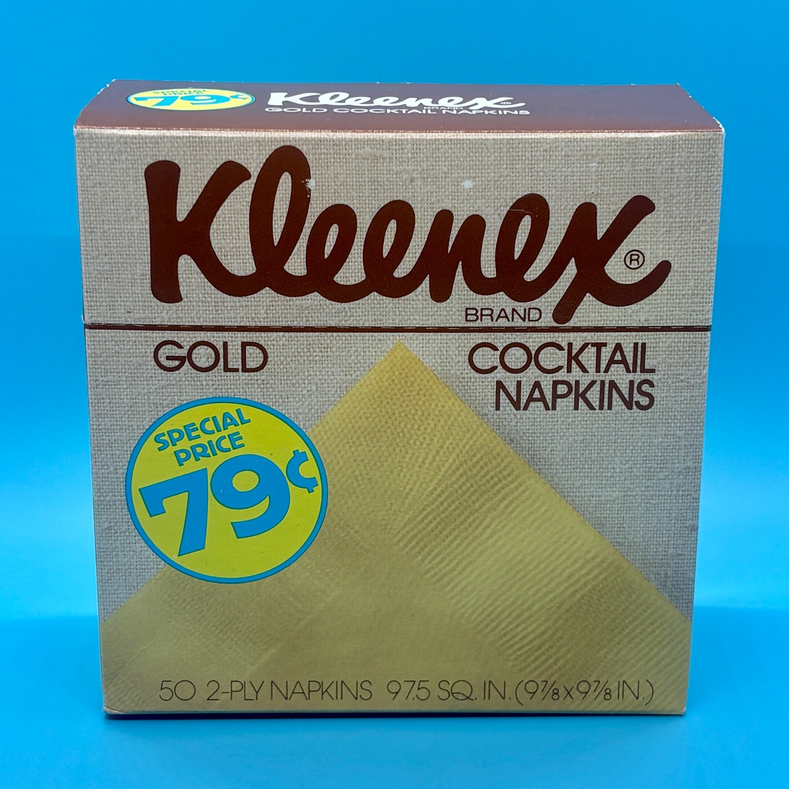 1981 Kleenex Gold Cocktail Napkins – 50 Count – Brand New Unopened