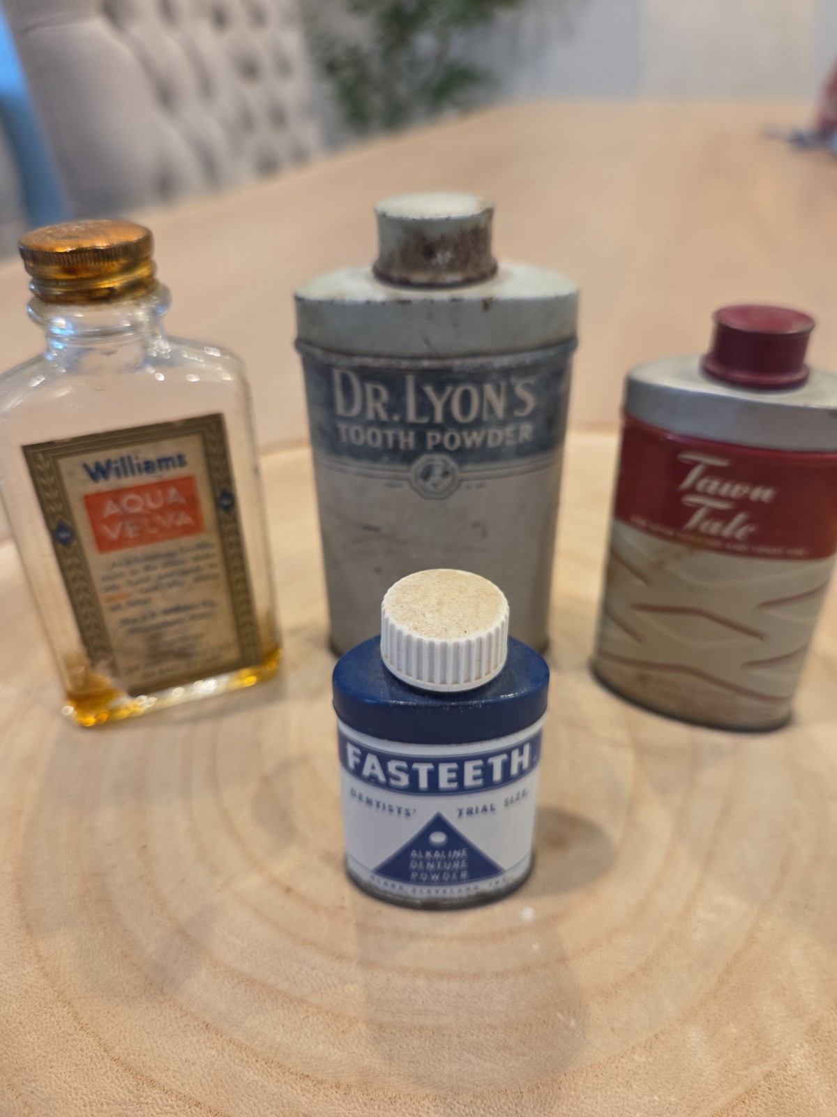 Lot Of 4 General Store Vintage Items Dr.Lyons/Aqua Velva/Fasteeth