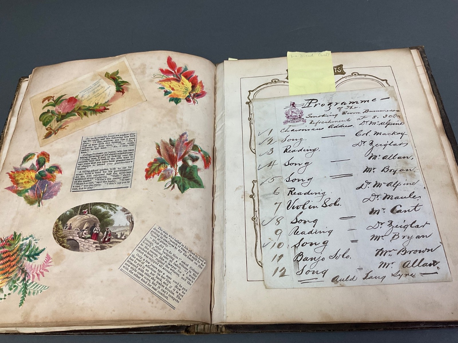 1860’s Antique Victorian Scrap Book Album Die Cuts, inside Leather bound Bible