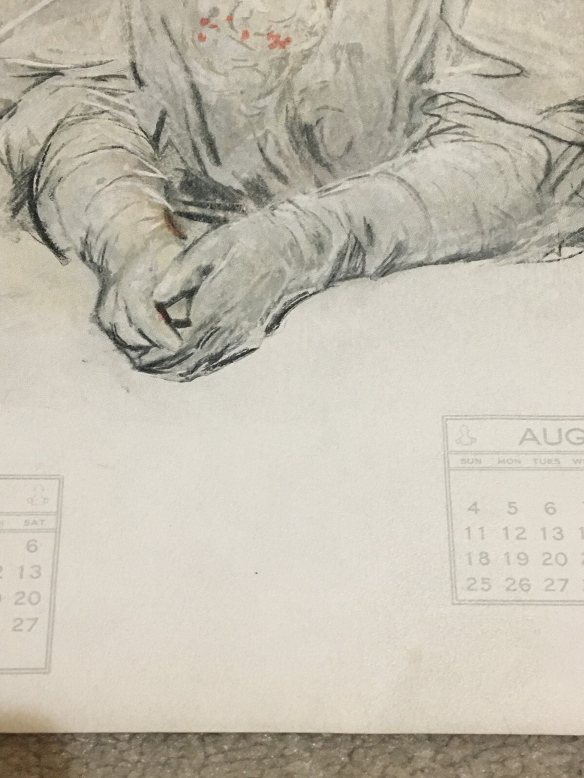 Vintage July August 1907 Calendar Sheet Advertising for Armour Meat Co, Color