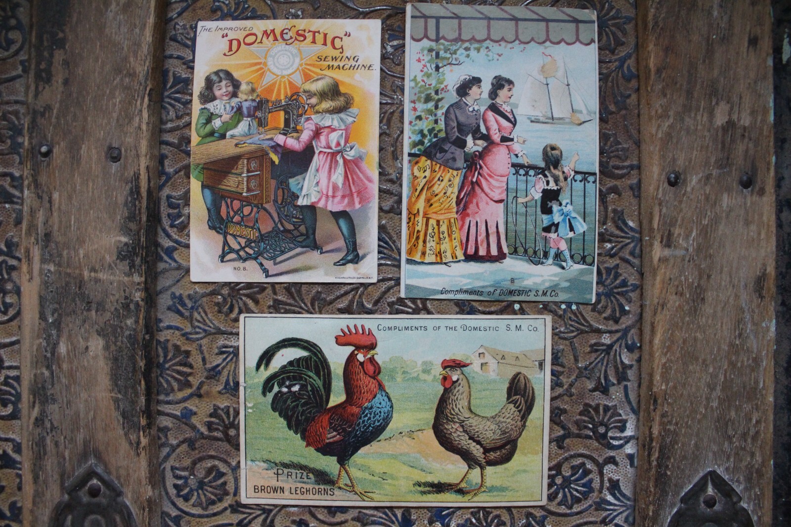 Domestic Sewing Machine Victorian Trade Card Lot of 3 Advertising Collectible
