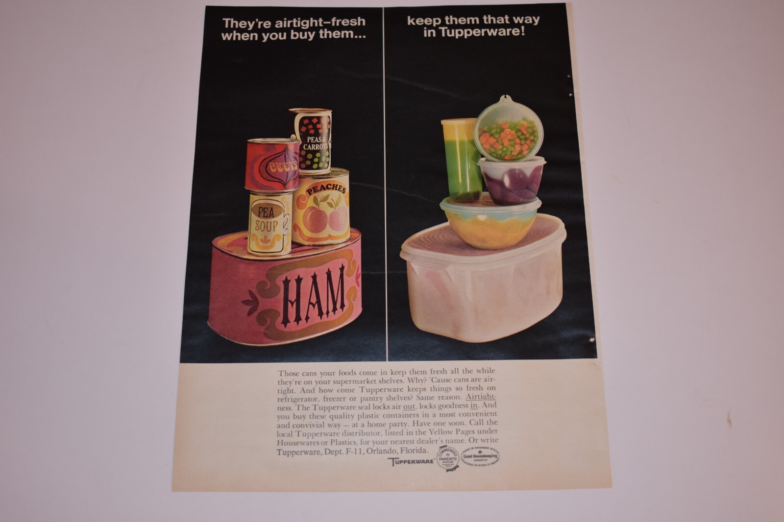 Vintage 1965 Tupperware Print Ad.