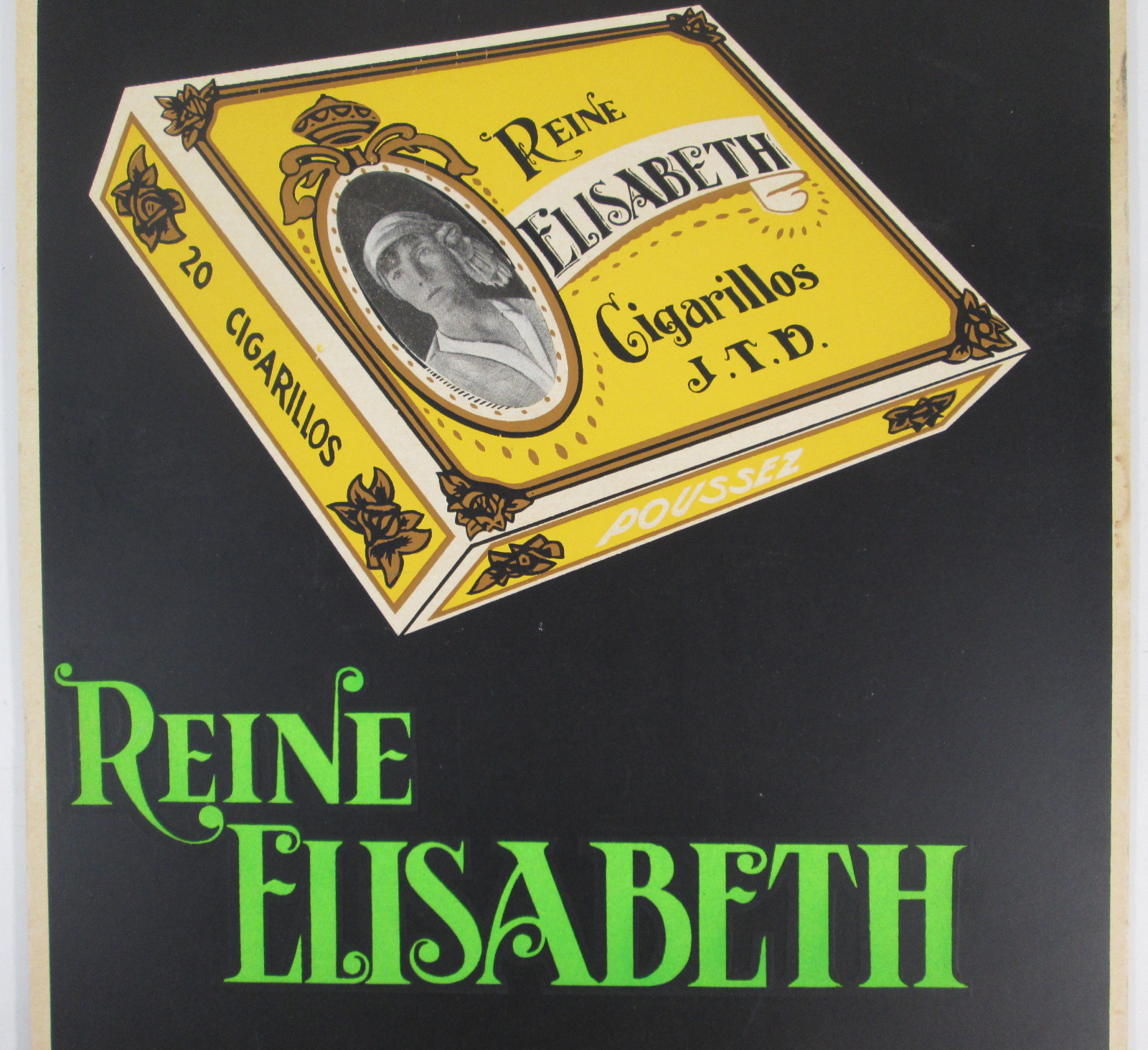 Vtg 1950s Belgium Cigarette Advertising Sign Poster Board 1954 Revenue Stamp 580