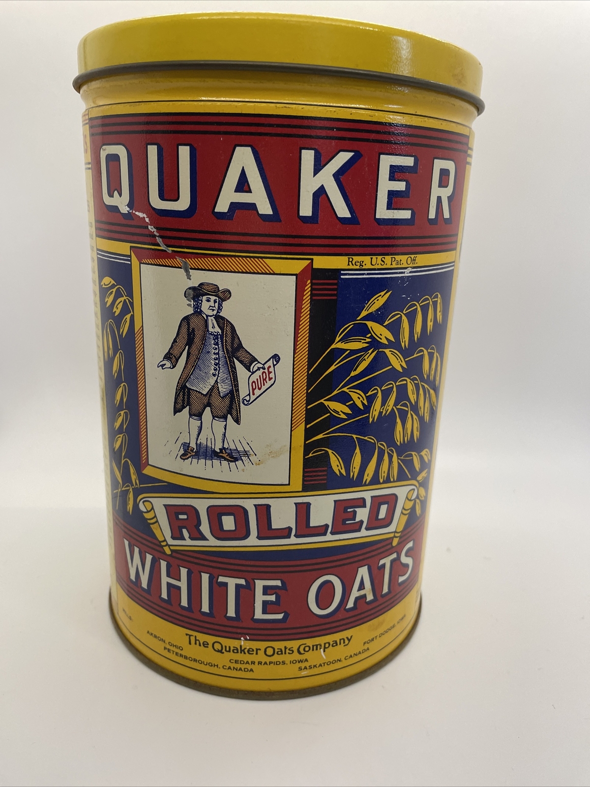Vintage 1984 Pure Rolled White Quaker Oats Limited Edition Canister Tin Recipes
