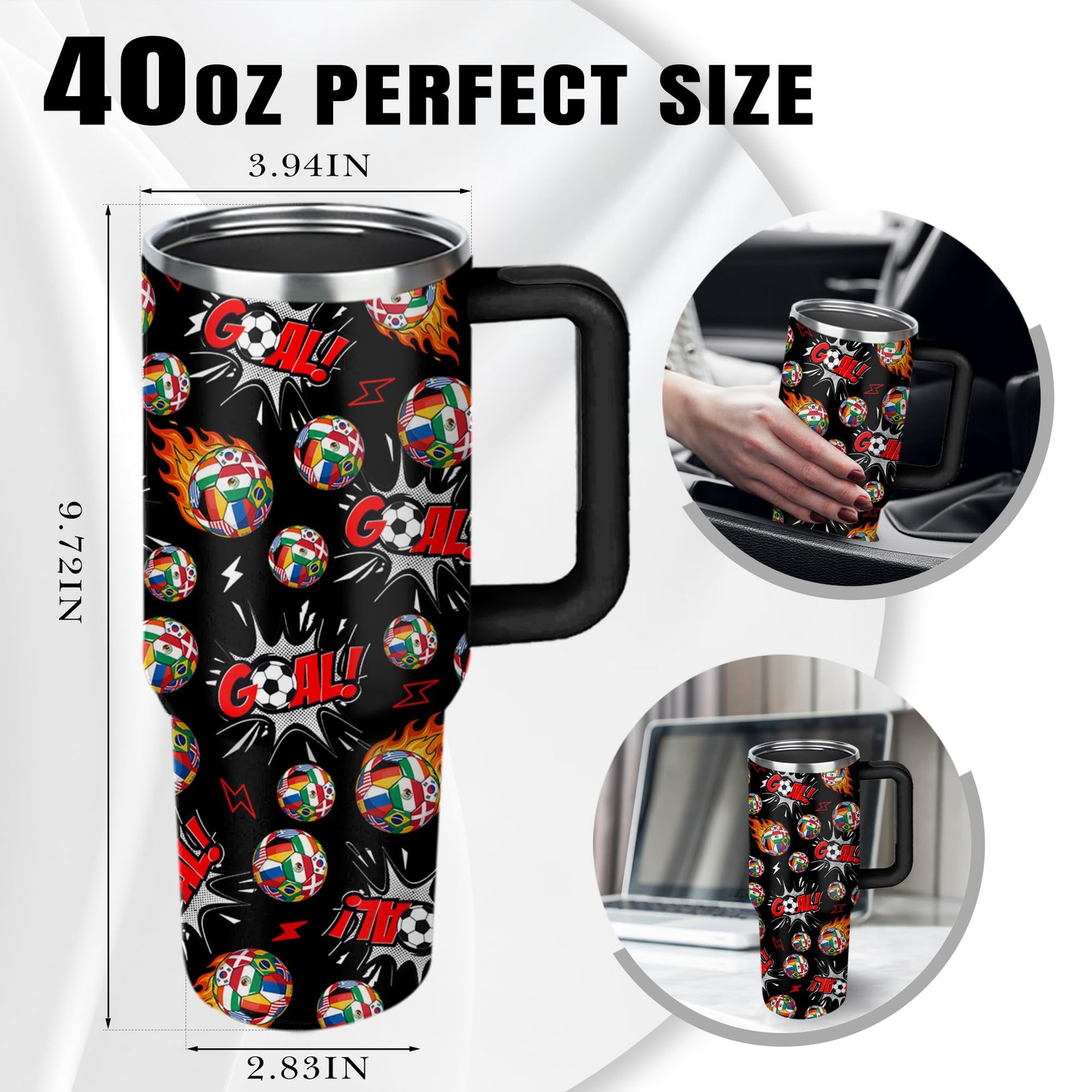 Soccer Gifts for Men Women 40 oz Tumbler with 40 Ounces, Soccer01