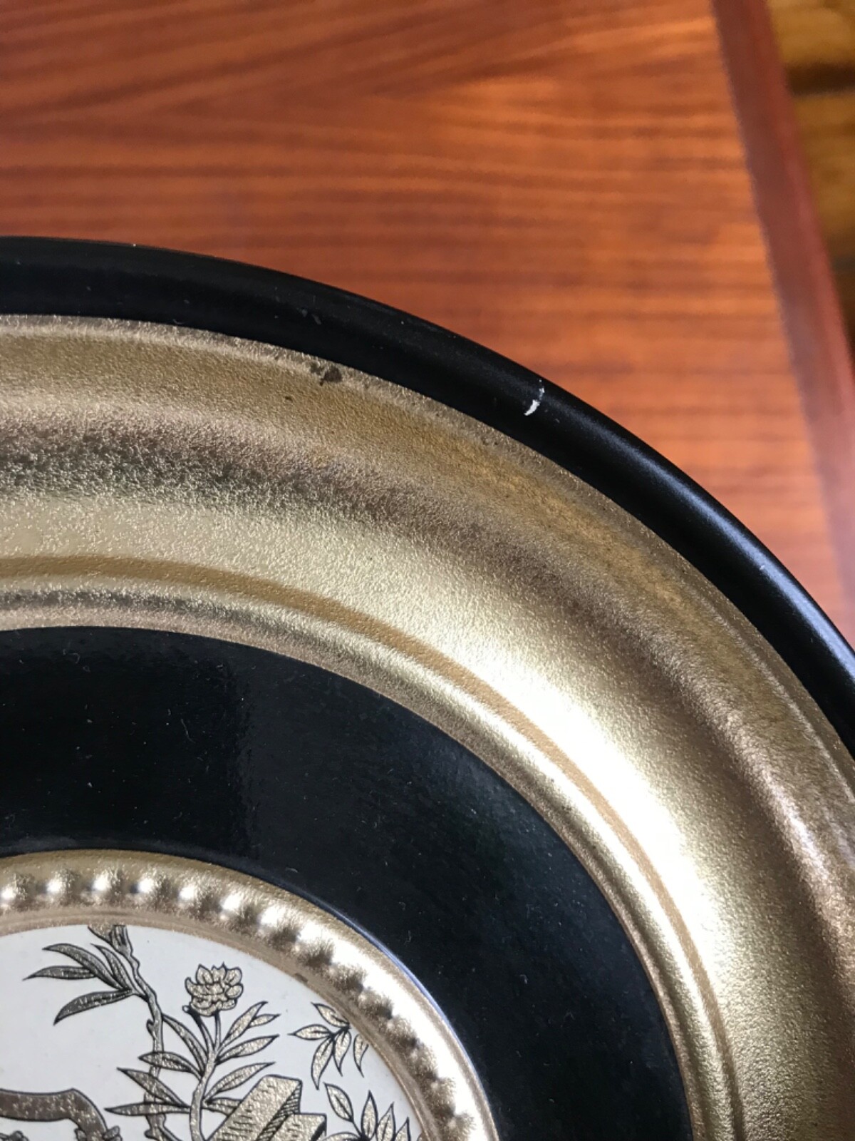 Vintage Cookie or Biscuit Tin ~ Black and Gold ~ Cupid Type Figure