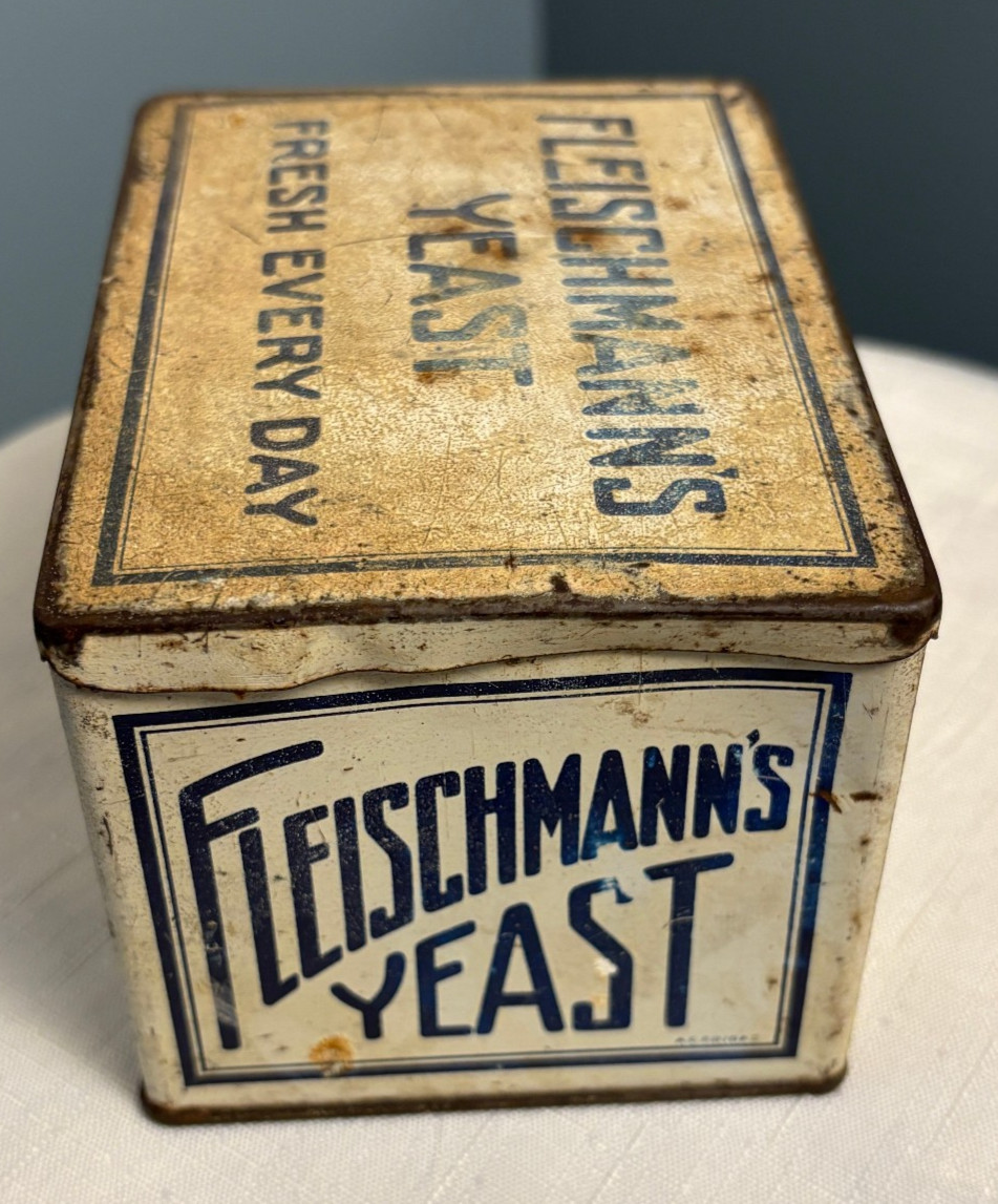 Early 1900s Vintage Fleischmann’s Yeast Advertising Tin w/ Lid – Fresh Every Day