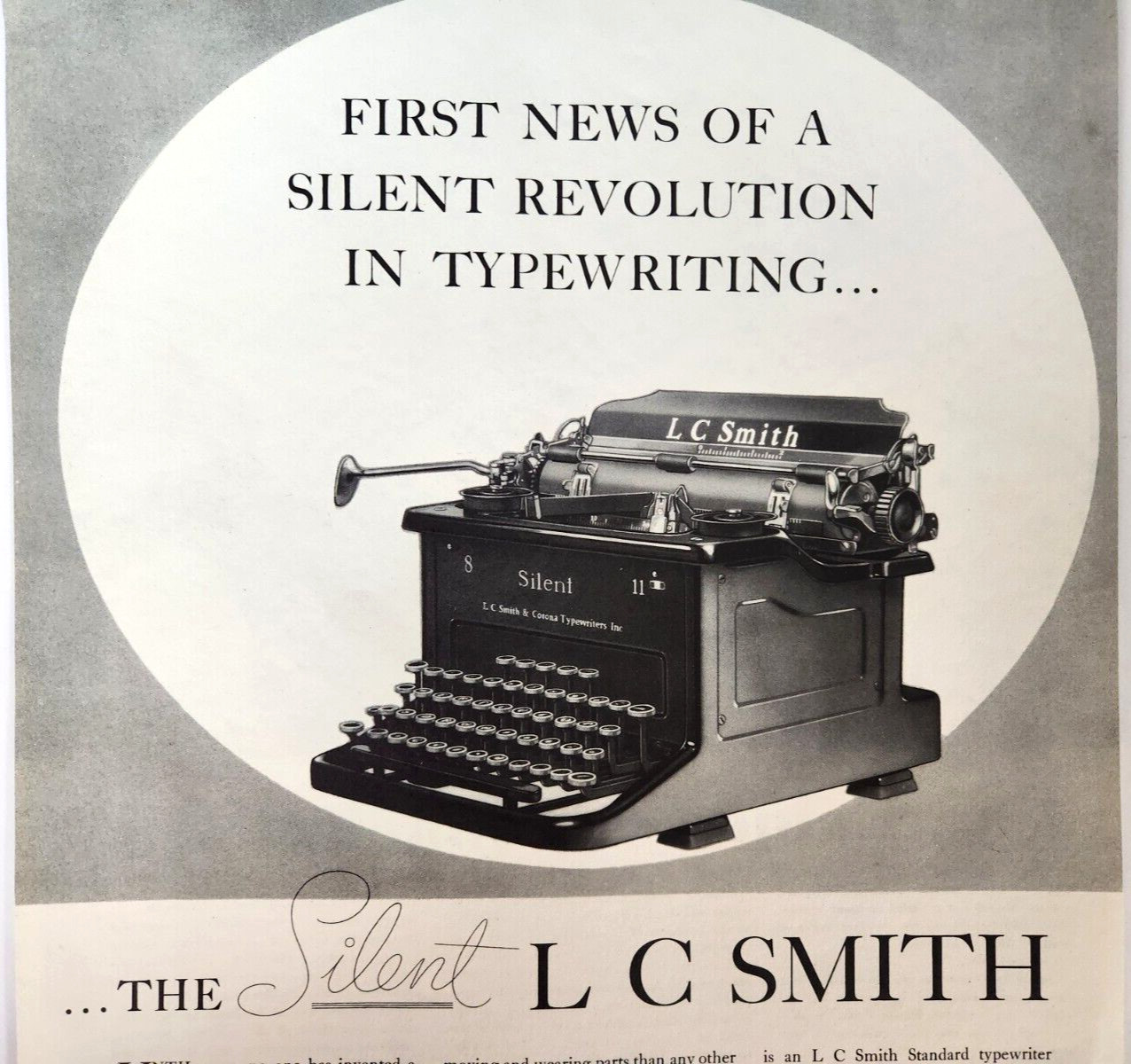 L C Smith Silent Standard Typewriter Vintage 1934 Ad Magazine Print