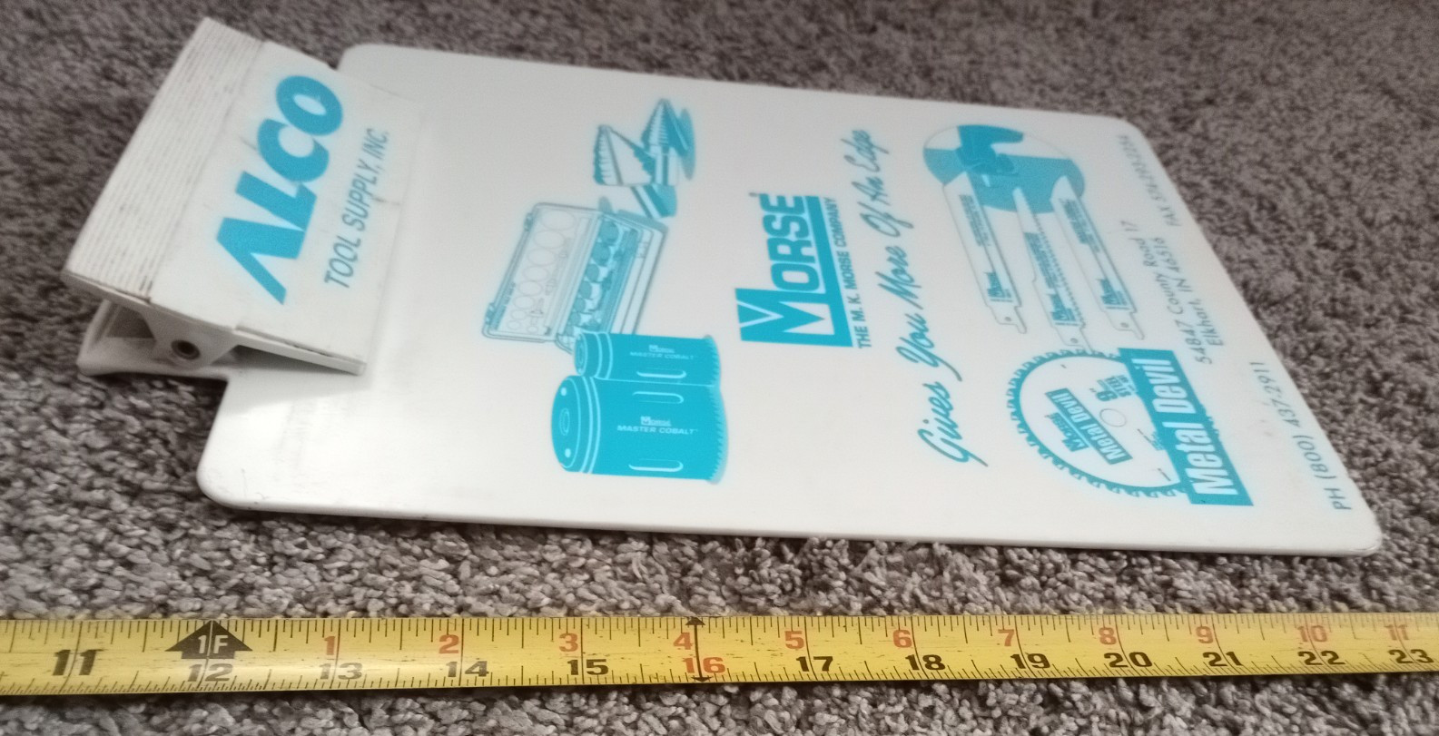 VINTAGE ALCO tool supply, inc. morse company plastic ADVERTISING CLIPBOARD SIGN
