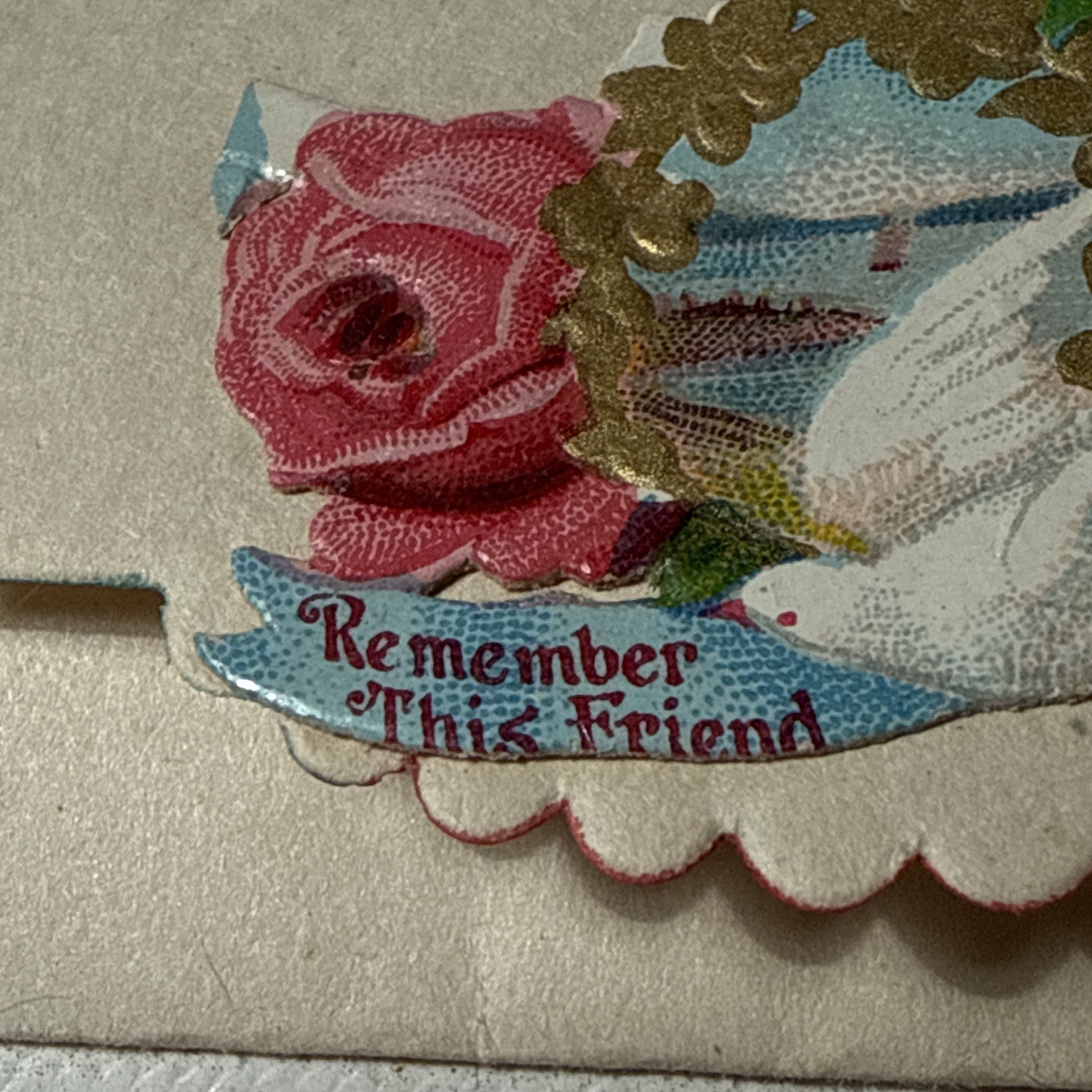 Emma Nieland Envelope Die cut Dove Victorian Calling Card 1880 antique Vtg