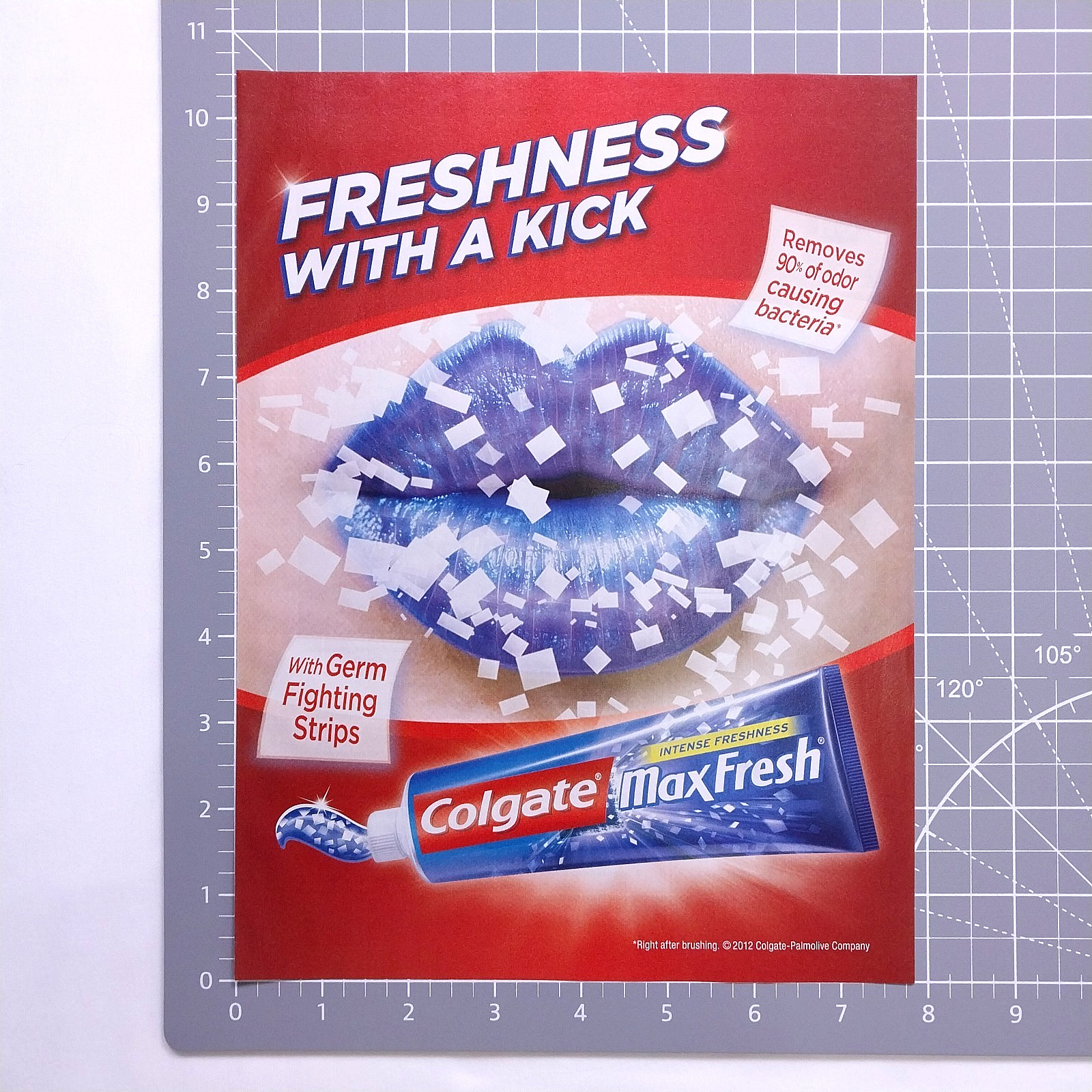 2013 Colgate Max Fresh Toothpaste Print Ad – Magazine Advert Page Blue Lips