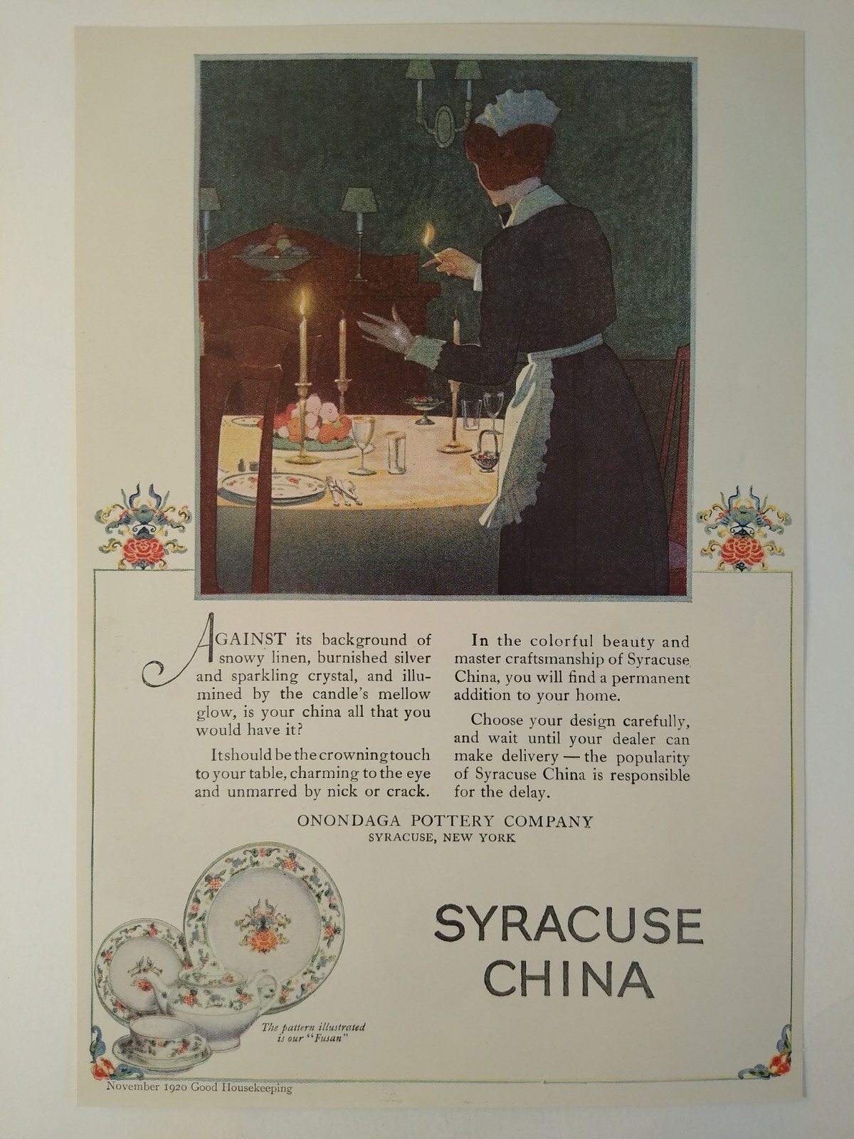 Vintage 1920 Syracuse China / Del Monte Canned Food Print Ad