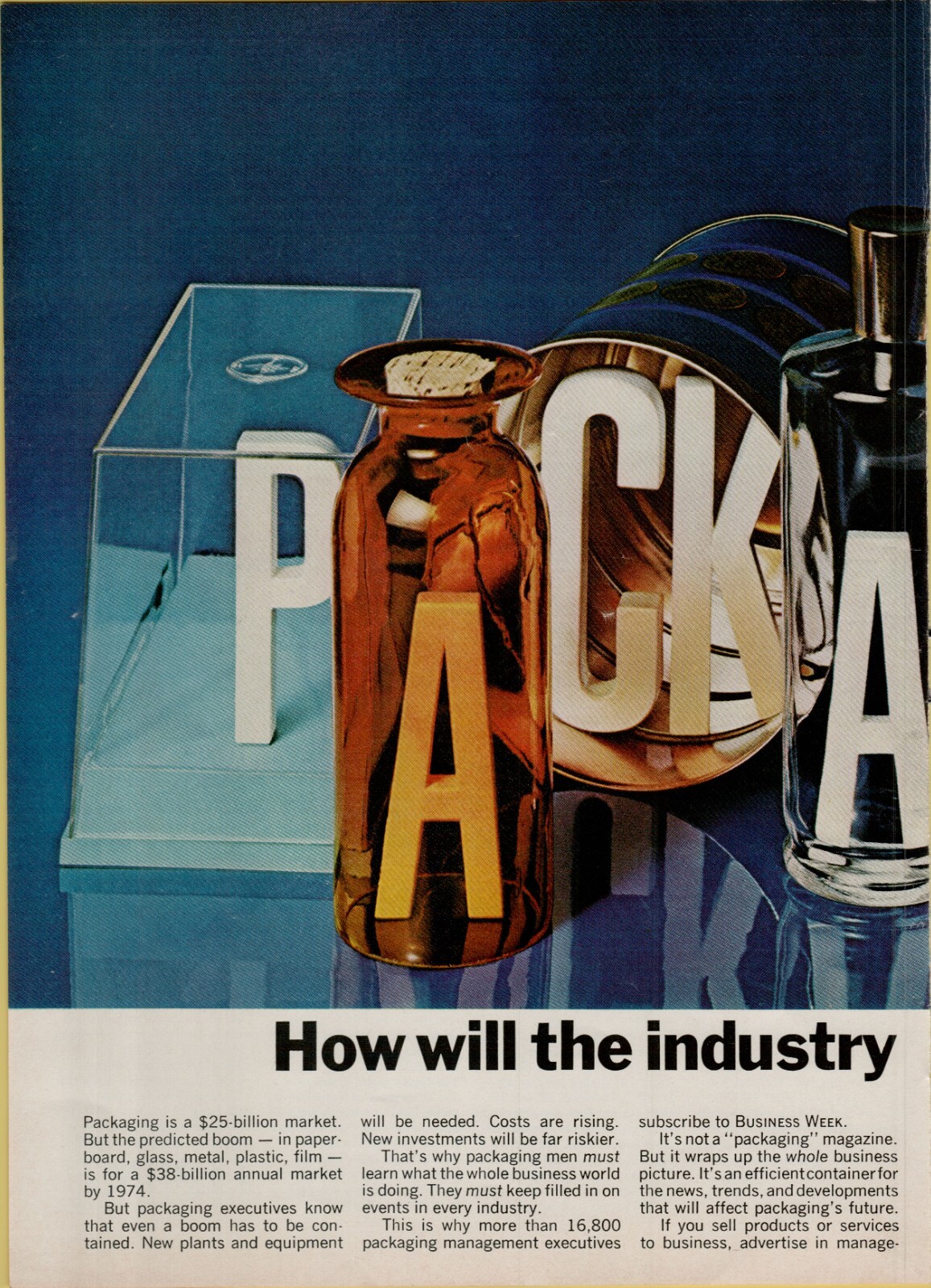 1969 Business Week $25 Billion Packaging Industry Vintage Print Ad