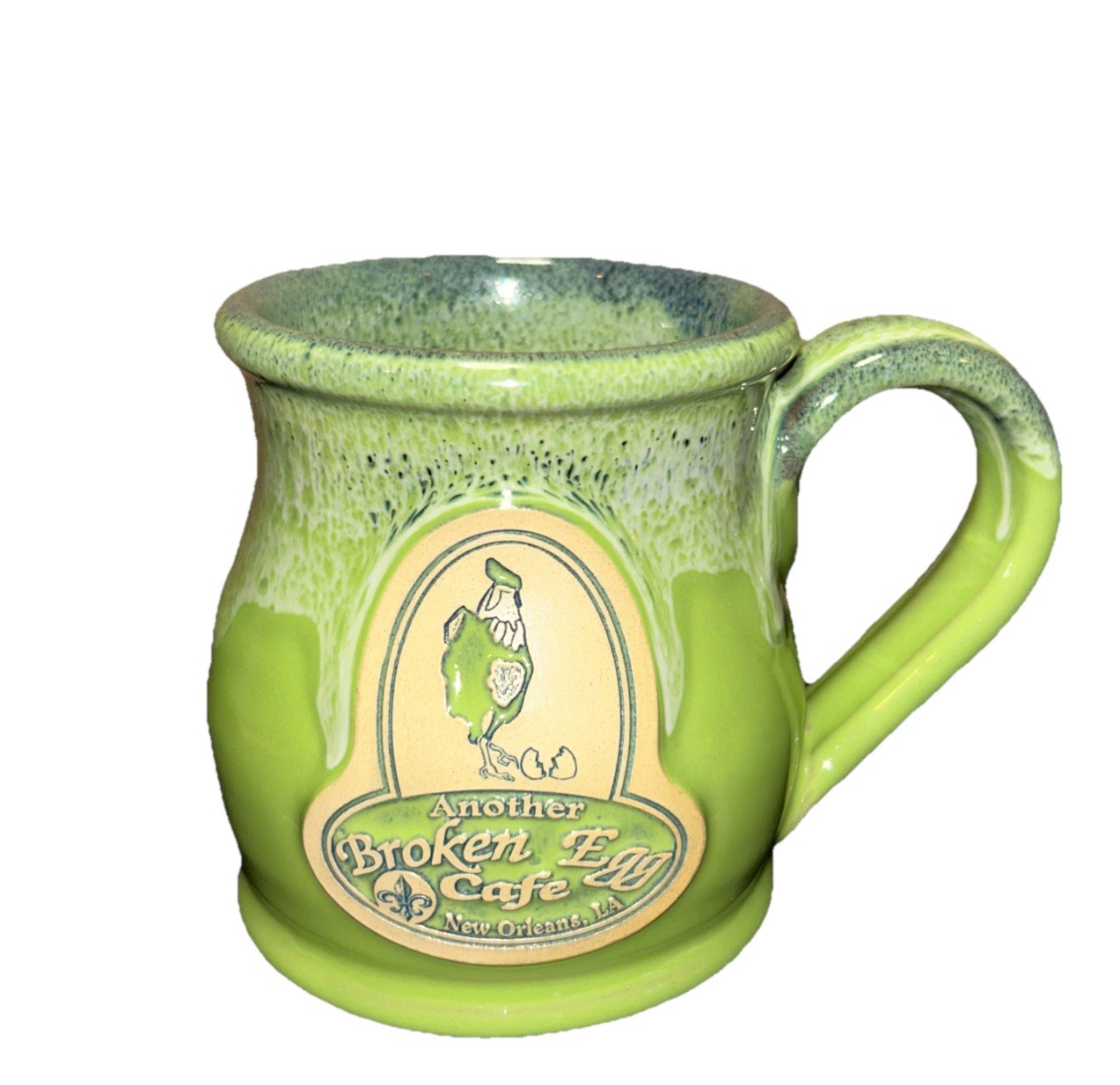 Deneen Pottery Another Broken Egg Cafe New Orleans Coffee Mug Cup Green…
