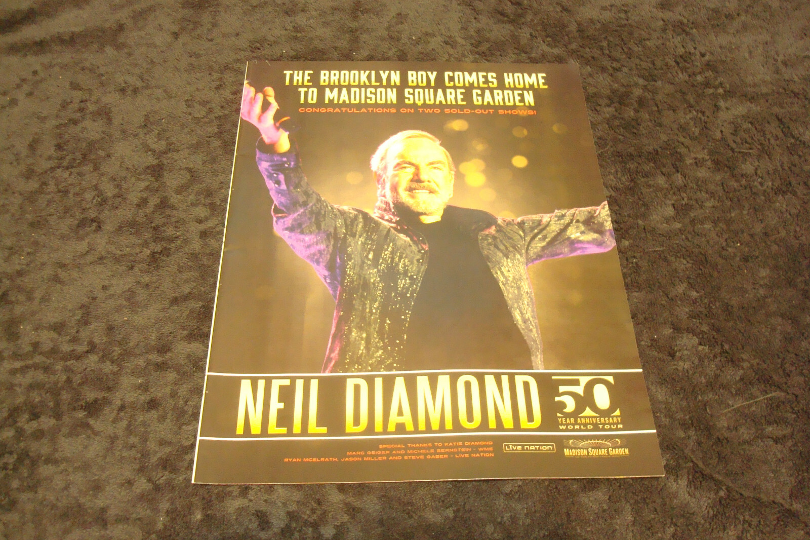 NEIL DIAMOND 50th Year 2017 sold out tour ad at Madison Square Garden, Brooklyn