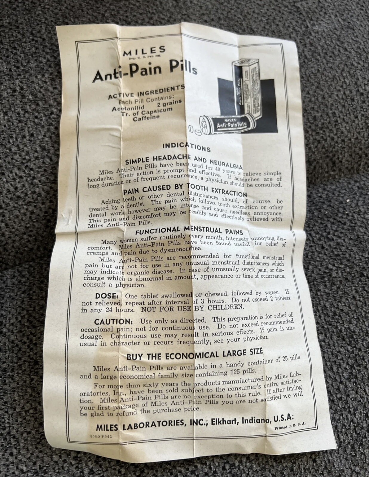 ONE Vintage Dr. Miles Anti-Pain Pills Advertising Tin Apothecary With Contents