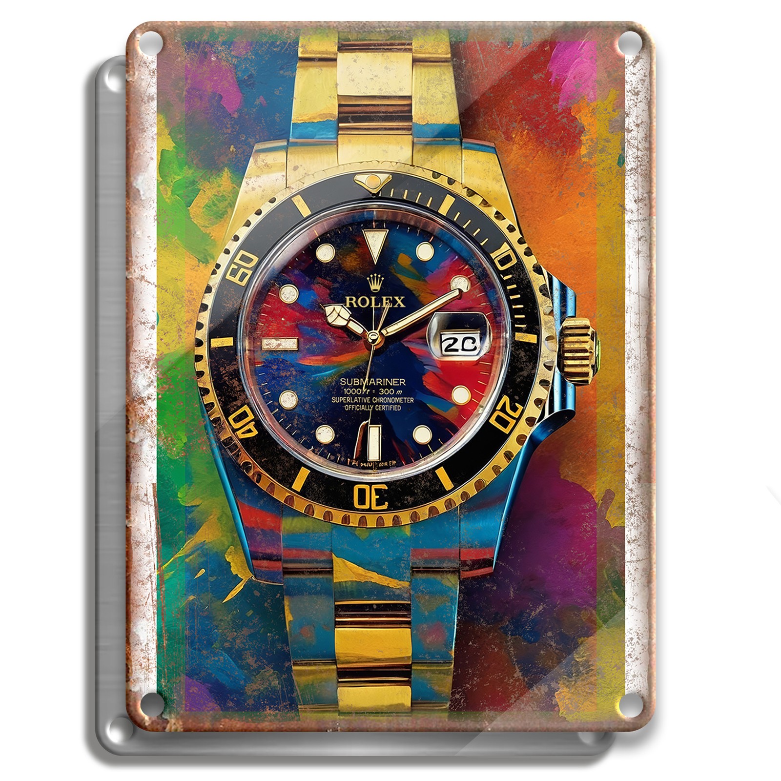 METAL SIGN – ROLEX SUBMARINER WATCH COLORFUL – VINTAGE AD RETRO WALL DÉCOR