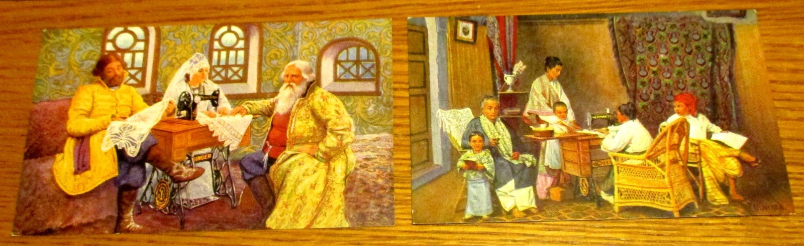 Vintage Singer Sewing Machine Color Advertising Cards (10) W/No. 66-1 & 127-3