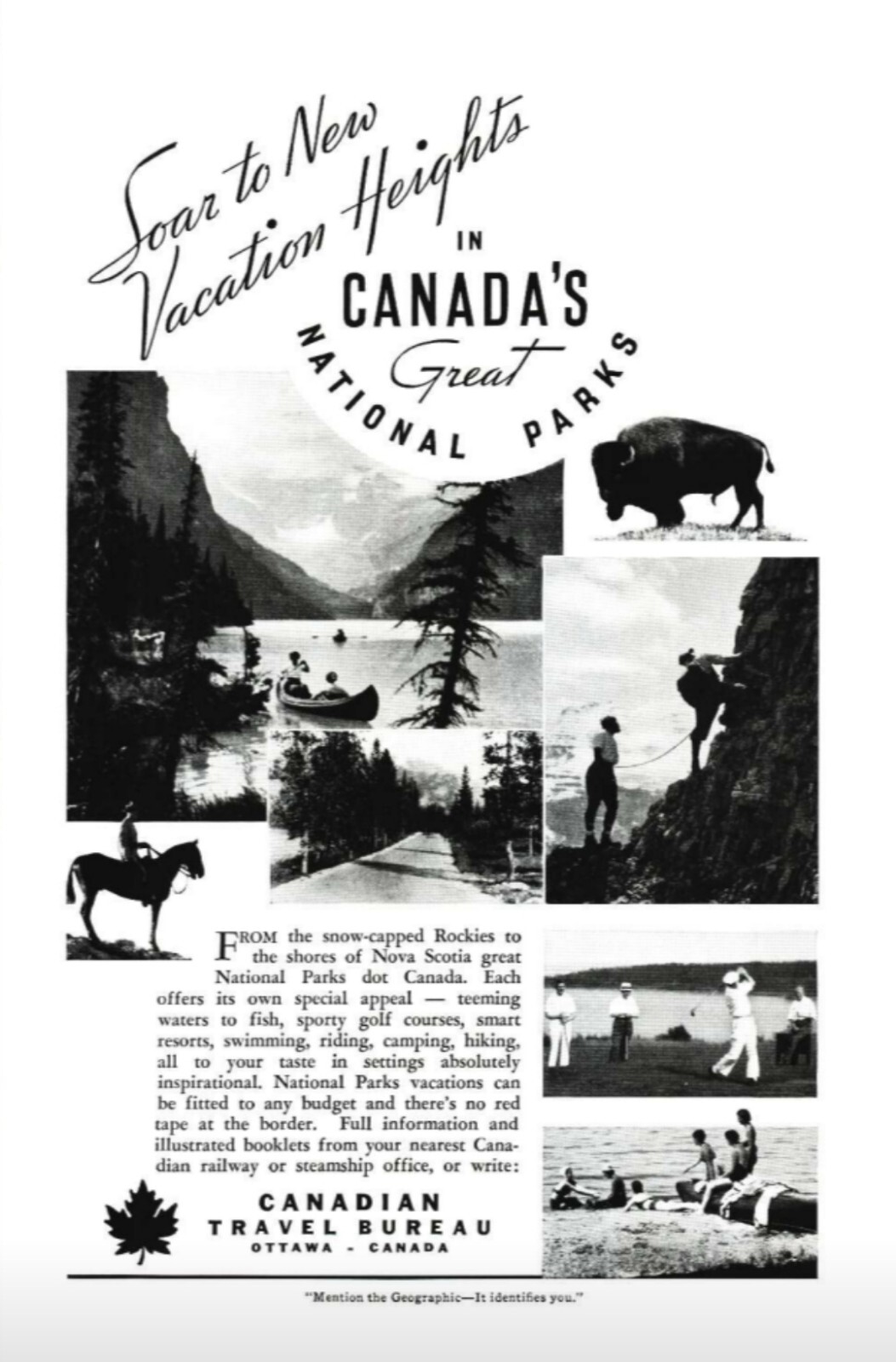1938 Canadian Government Travel Bureau Vintage Print Ad Canada Tourism Vacation