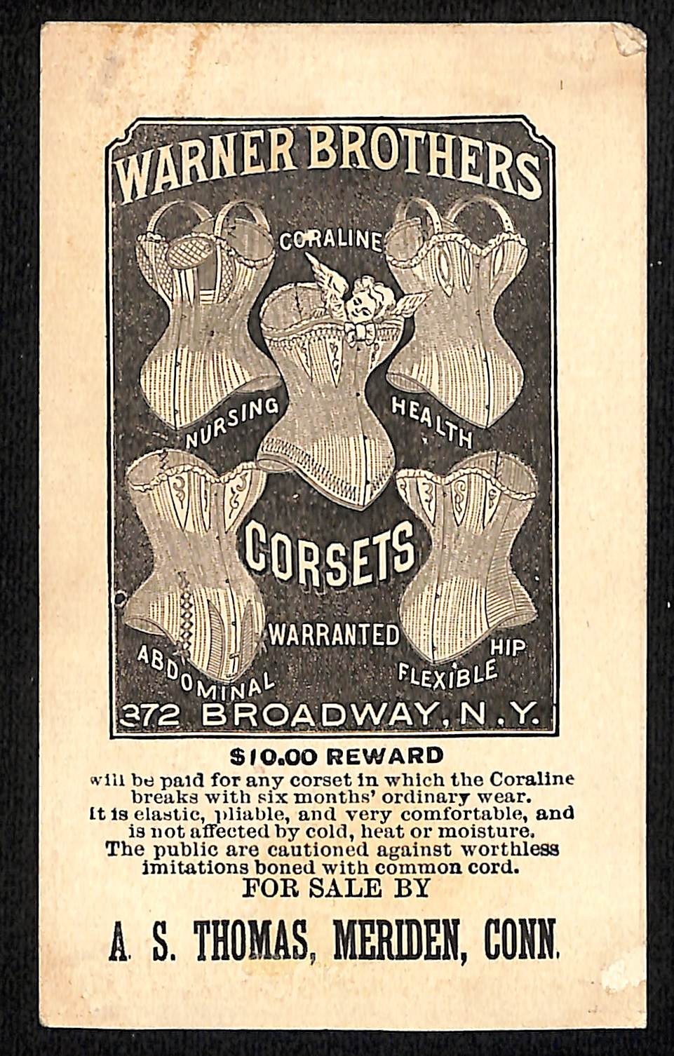 Warner Brothers Corsets Victorian Trade Card “Latest Aesthetic Craze” (#2)