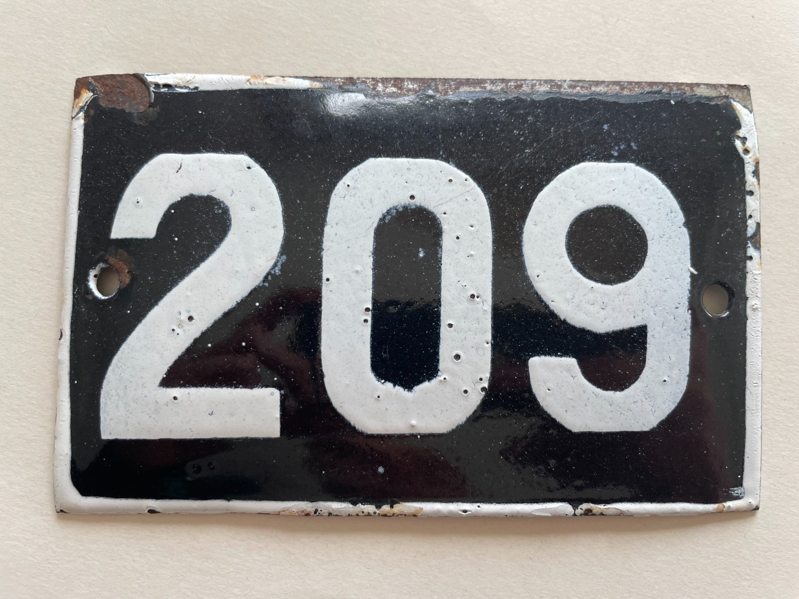 Vintage Enamel Porcelain House Number 209 Door Sign Dark Blue (almost Black)