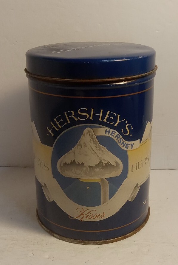 Vintage 1989 Hershey’s Milk Chocolate Kisses Metal Tin Collectible 6″
