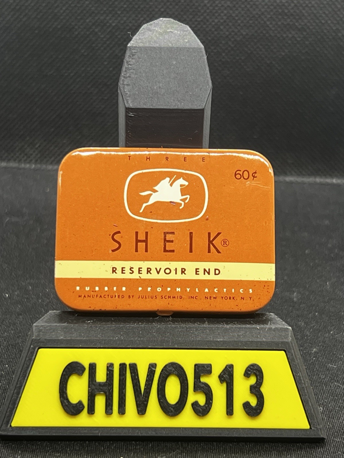 CONDOM TIN SHEIK Reservoir End Condom Tin pocket sized contains 3 RARE VINTAGE
