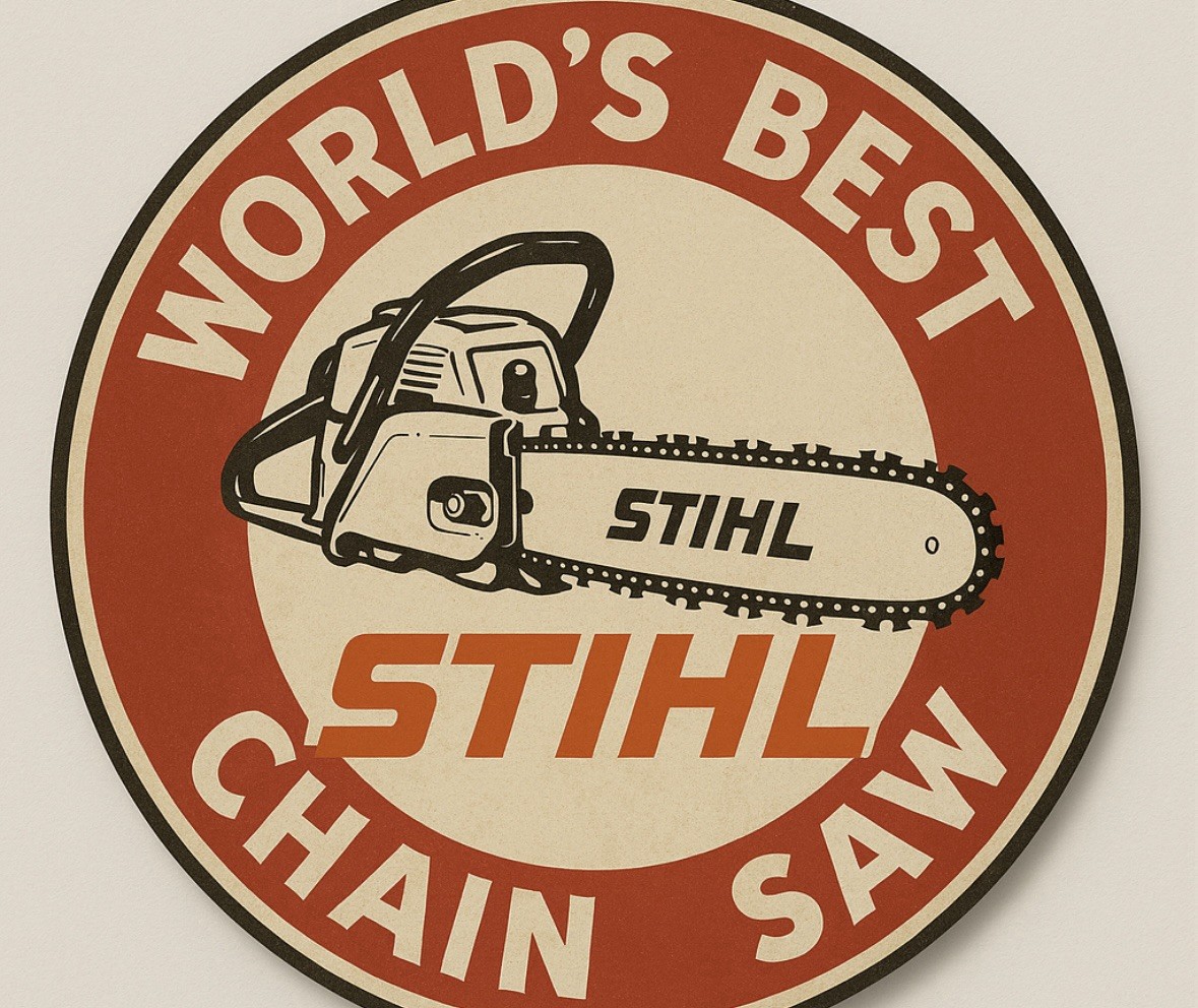 Retro Style Stihl World Best Chainsaw Round Reproduction Garage Sign