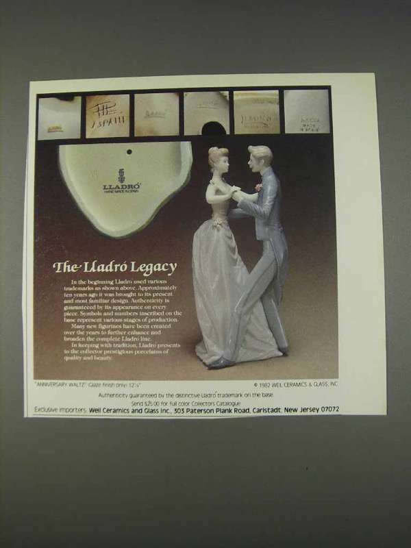 1982 Lladro Anniversary Waltz Porcelain Ad – The Legacy