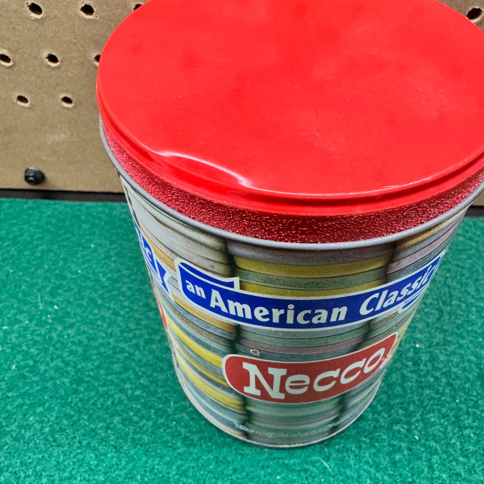 Vintage Necco Wafer Candy Tin Red Lid Metal Storage Container 10oz USA