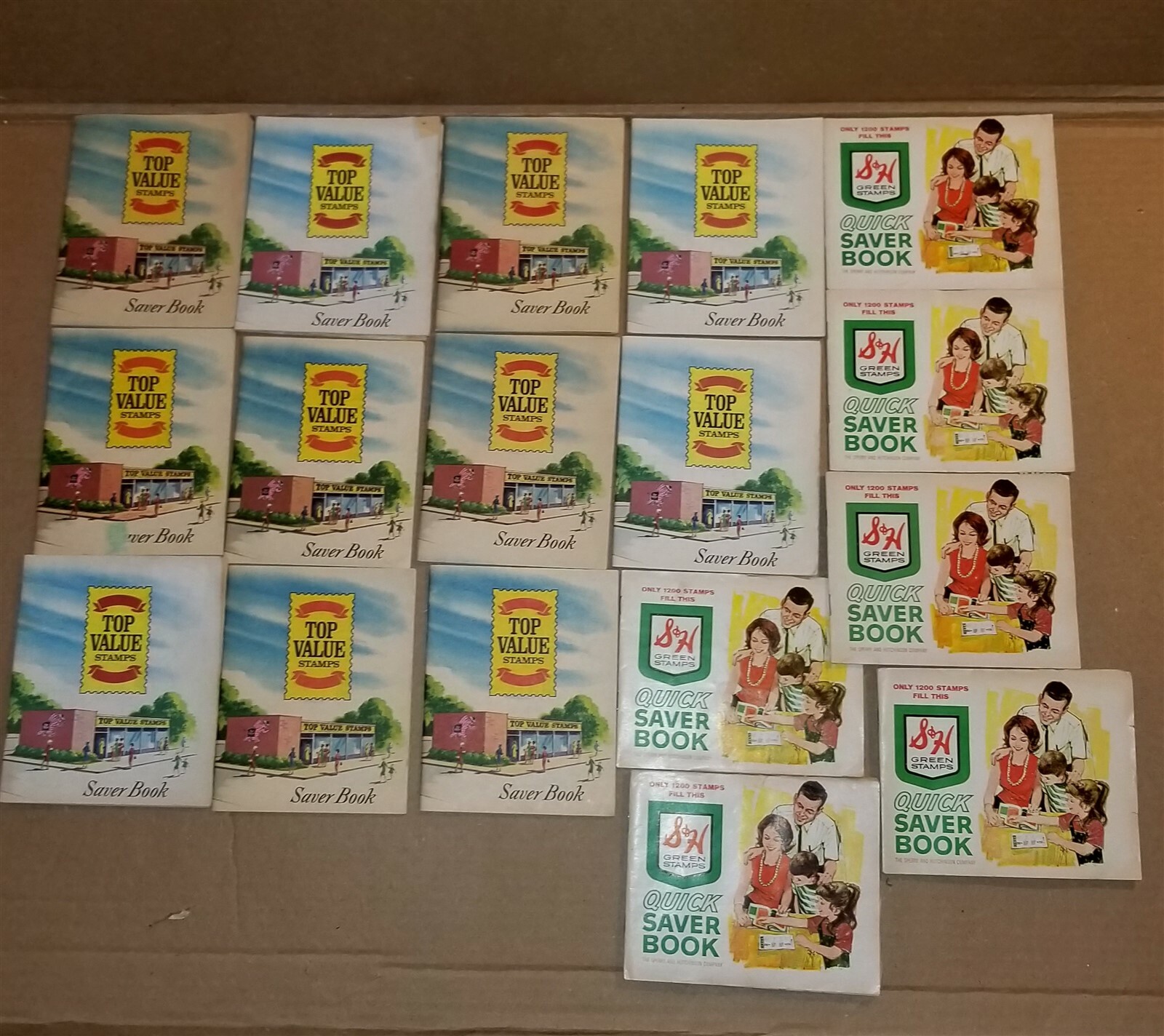 VINTAGE LOT OF (17) TOP VALUE AND S & H SAVER BOOKS PLUS STAMPS SIX BOOKS EMPTY