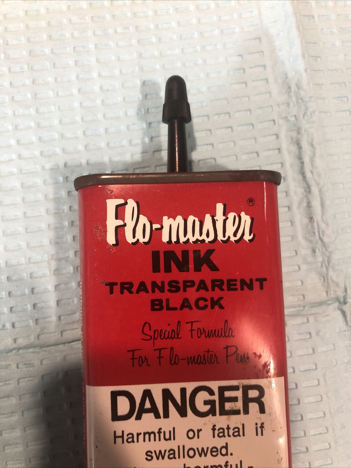FLO-MASTER 4oz Tin Can Esterbrook Transparent Black Ink For Pens USA T-104