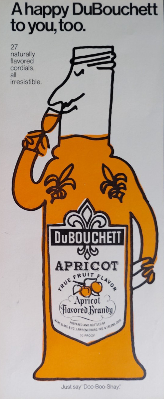 Vintage Retro 1970 Ad A Happy DuBouchett To You Too Apricot Flavored Brandy