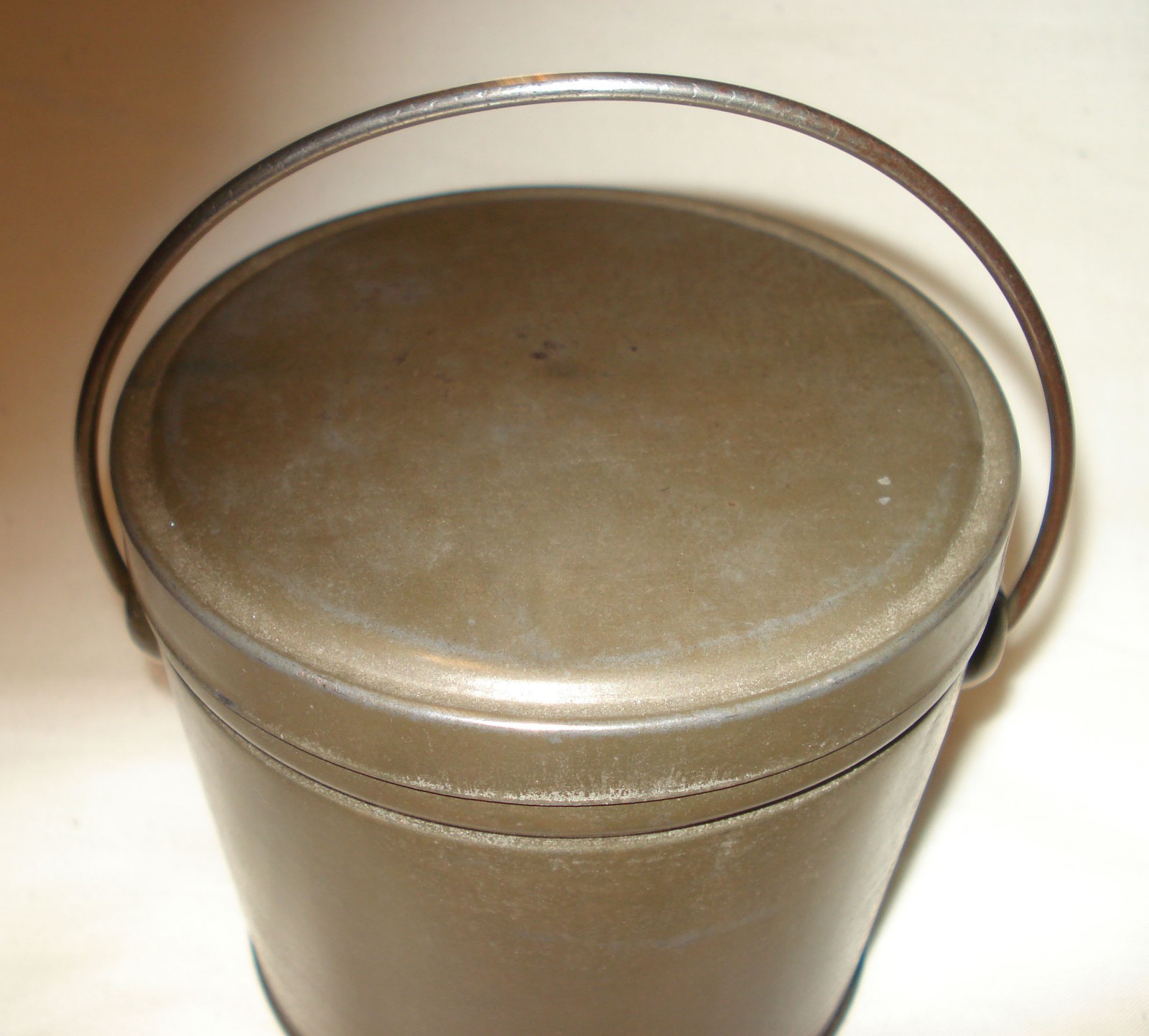 Vintage Canco Tin Metal Berry Lunch Miniature Round Bucket Pail Lid Bail Handle