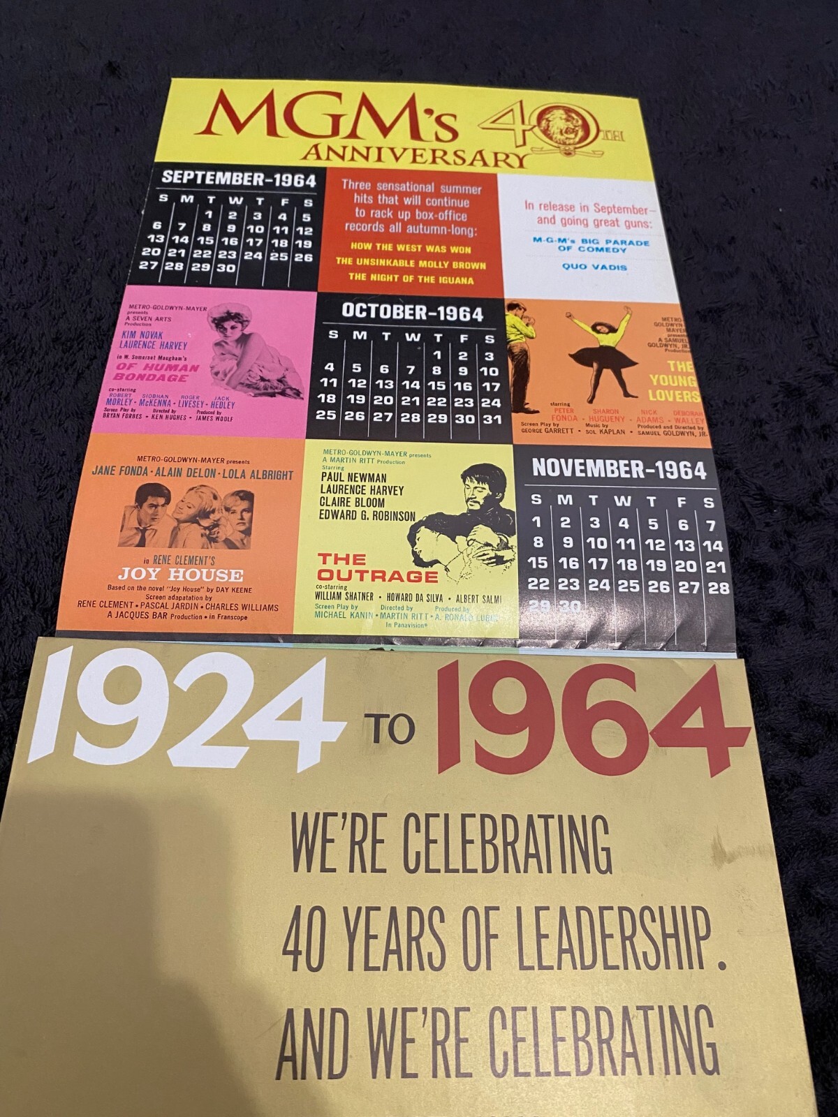 MGM 1924-1964 40th Year ads, Presley, Newman, Sinatra, Loren, McQueen, Kim Novak