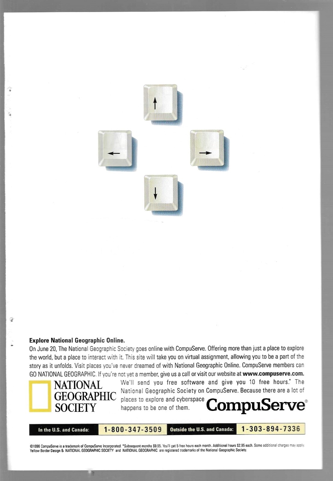 Compuserve National Geographic Society & The Conservation Fund 1996 Vintage Ads