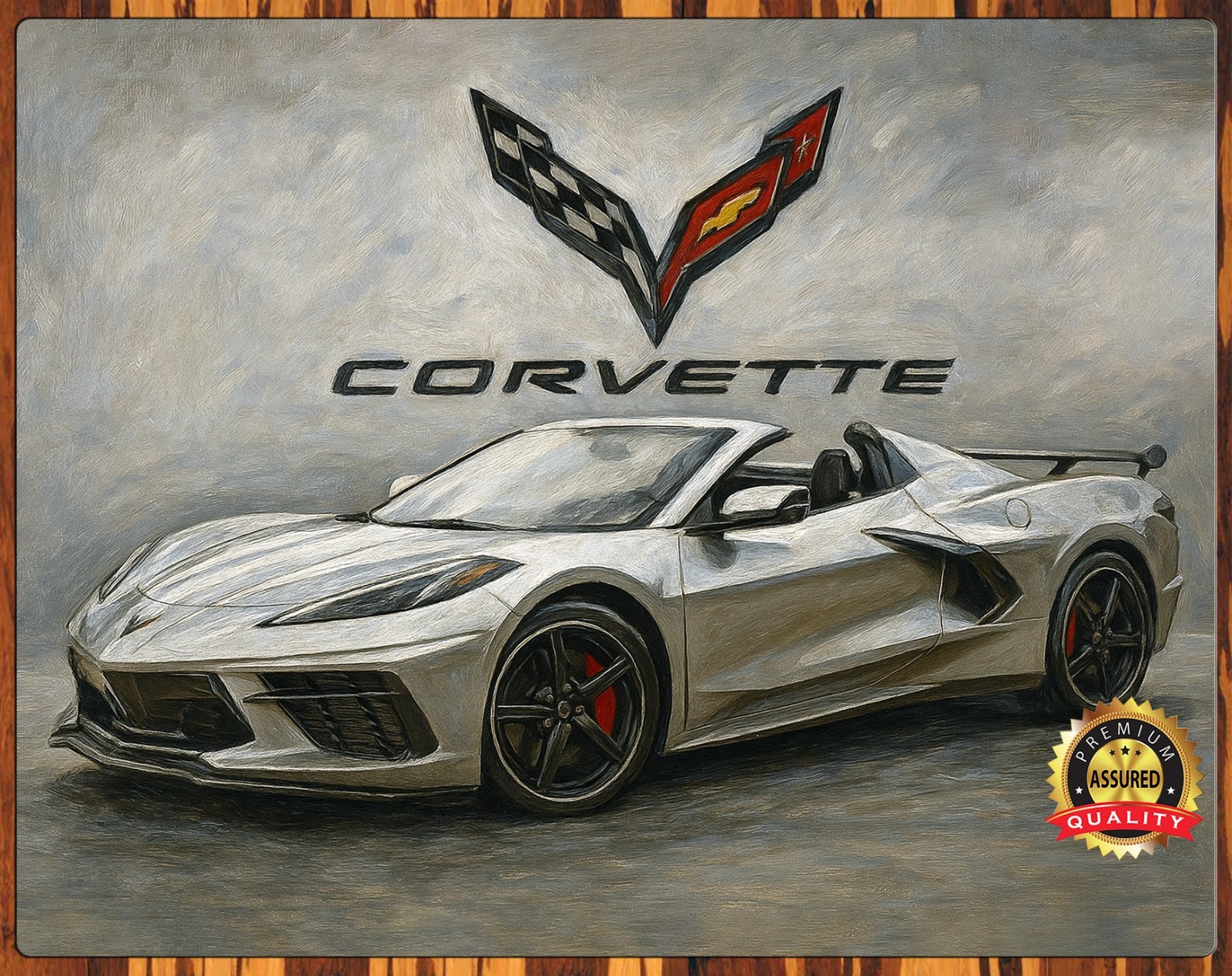 2022 CORVETTE – STINGRAY – HYPERSONIC GREY – Painting – 11 x 14 Metal Sign