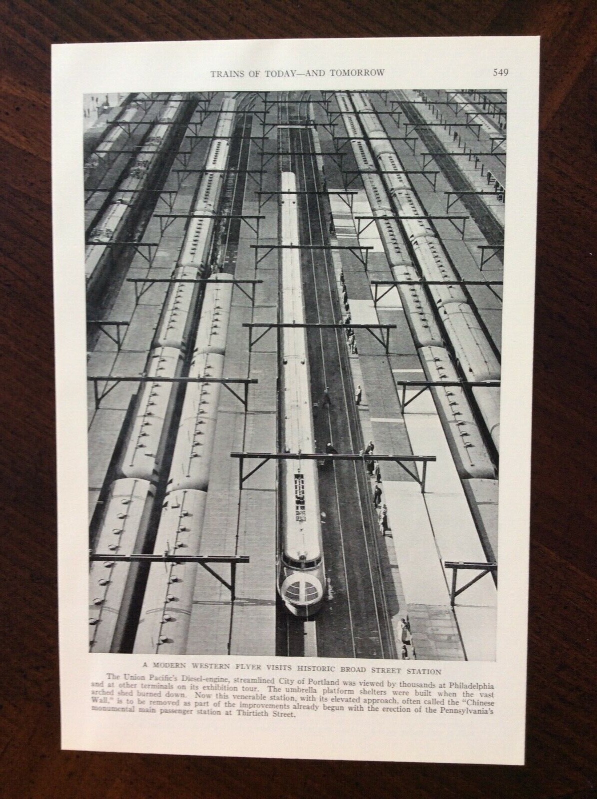 1936 vintage Original magazine photo Western Flyer Train Visits Broad Street