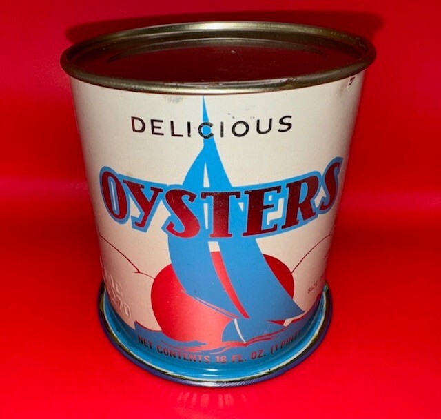 PINT SEALED HARDING SEAFOOD COLES POINT VIRGINIA BLUE DELICIOUS OYSTER TIN CAN