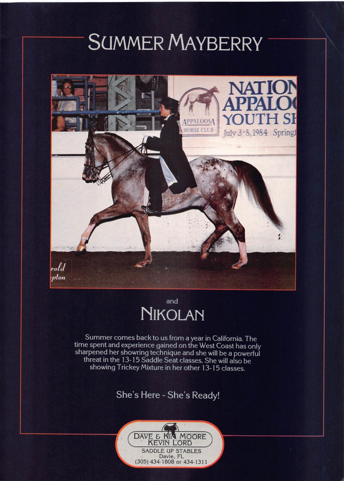 1986 Nationals Olga Andronico Princess Rockhawk Summer Mayberry Nikolan Youth