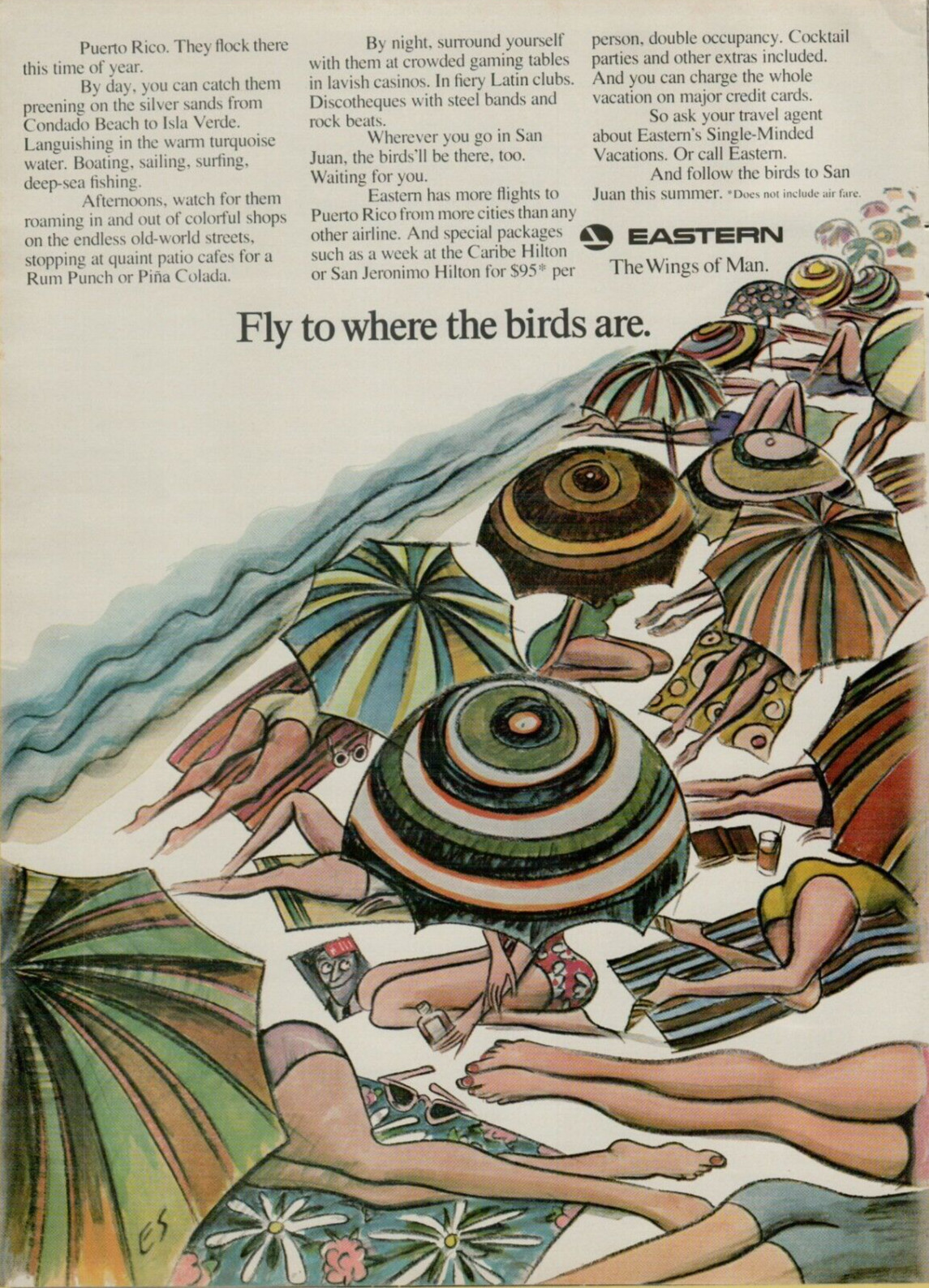1970 Eastern Airlines The Wings of Man Fly Where the Birds Are VINTAGE PRINT AD