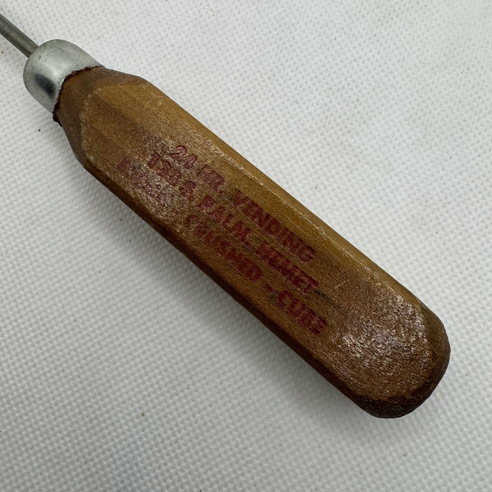 Vintage Ice Pick Advertising Com. Ice Palm Hemet Crystal Clear Drinking USED