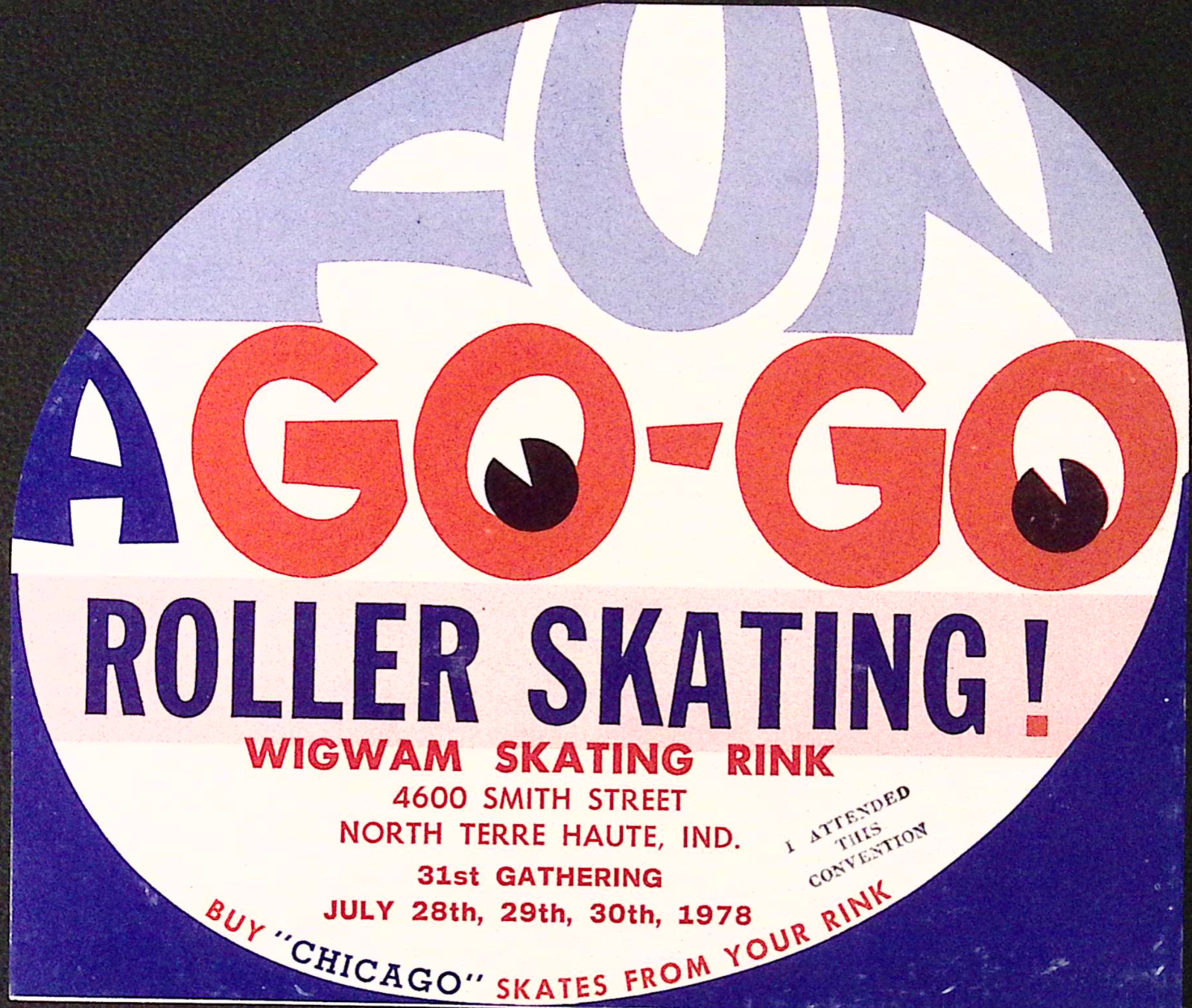 Wigwam Skating Rink North Terre Haute IN Vintage Roller Skating Label 6.25″W