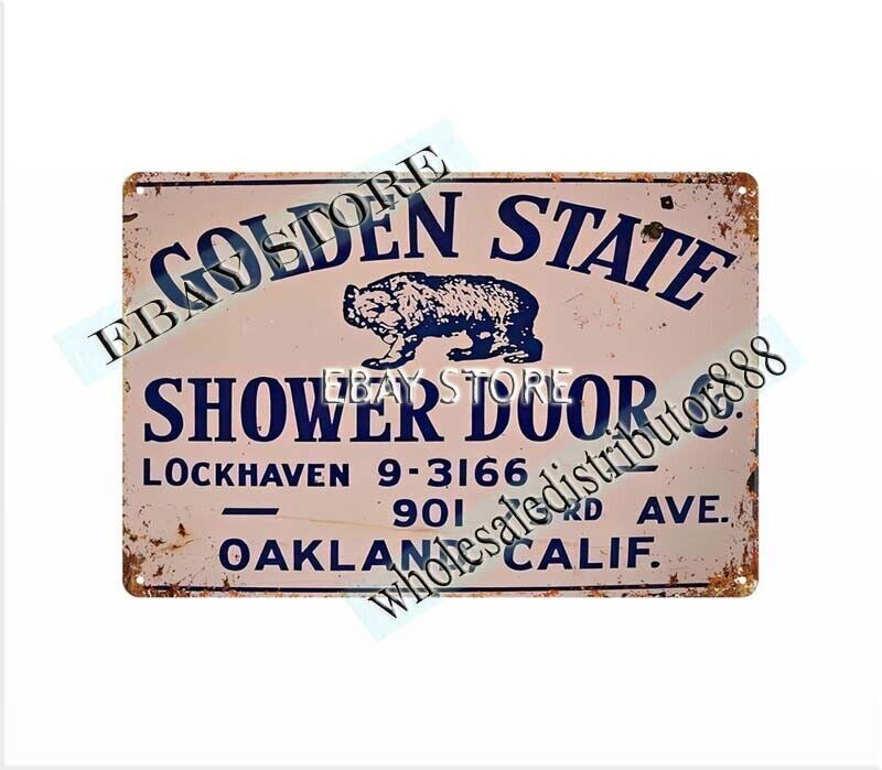 Golden State Shower Door Co Oakland Calif. metal tin sign retro garage signs
