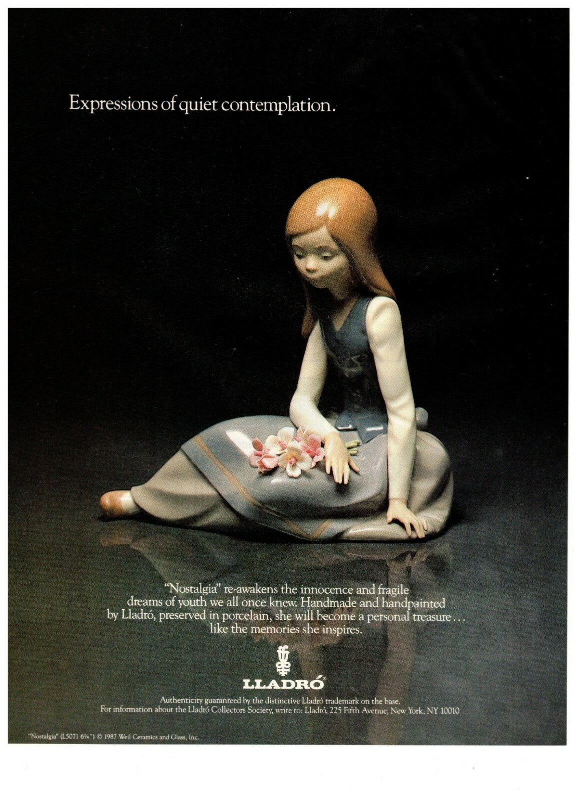 1987 Lladro Nostalgia Porcelain Sculpture Vintage Print Advertisement