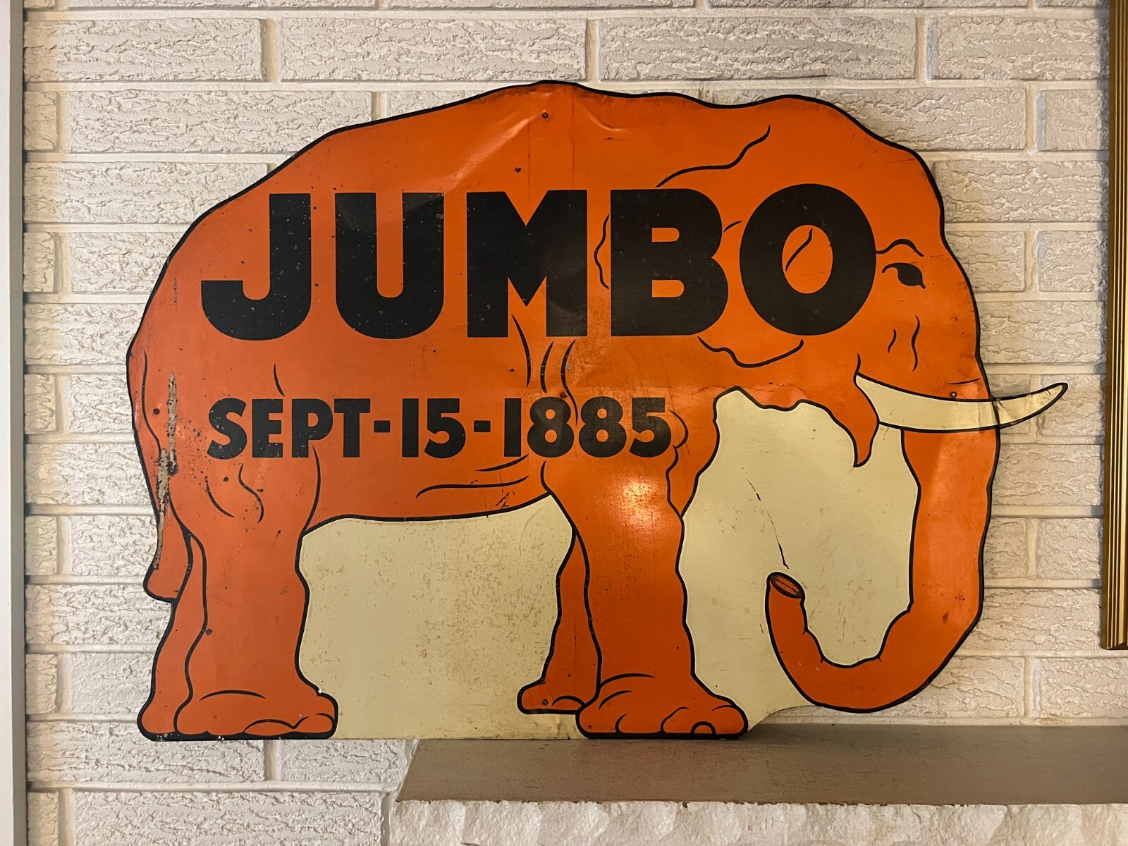 Vintage Antique Scarce Rare Metal Jumbo Elephant 1885 Commemorative Tin Sign