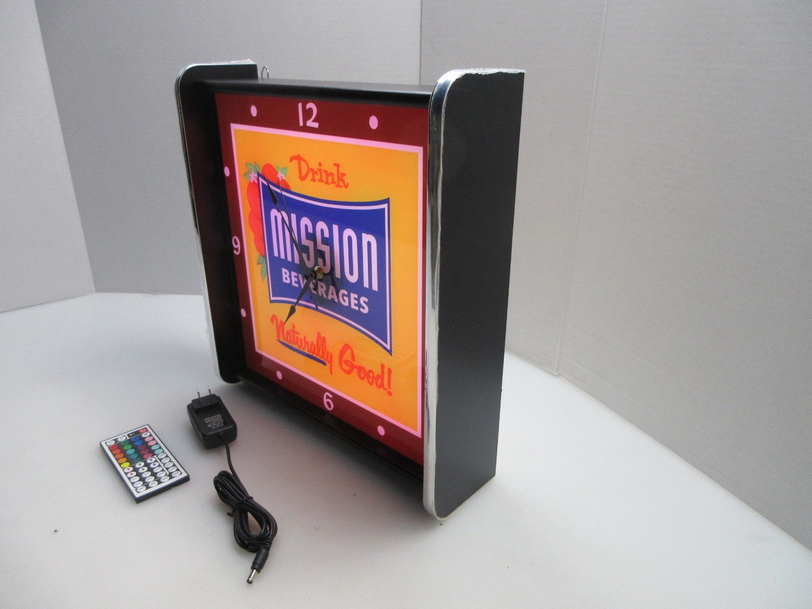Mission Beverages LED light up Advertising wall clock Brand New