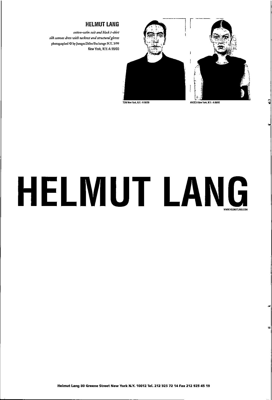 Helmut Lang Vintage Print Ad 1999