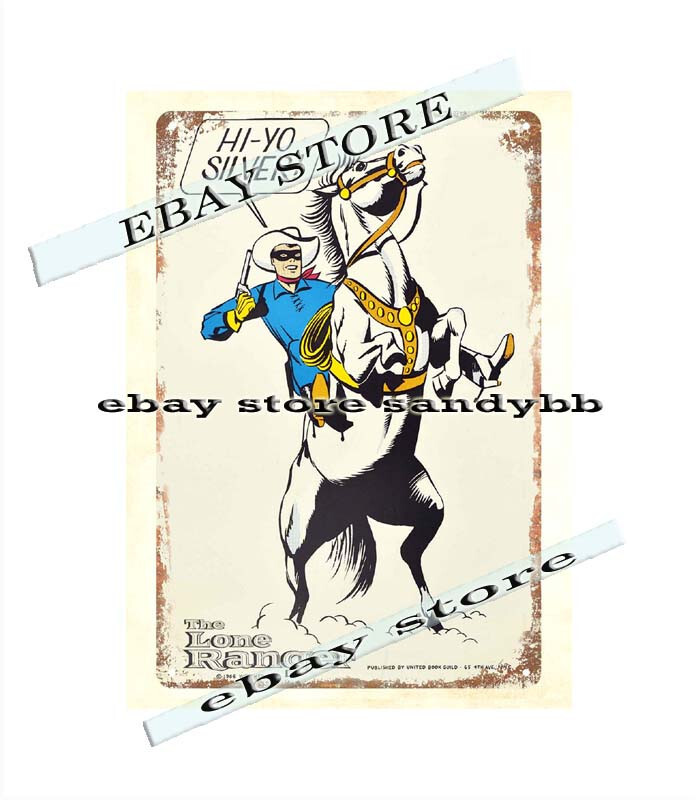best wall decor living room 1960s Lone Ranger Hi Yo Silver Horse metal tin sign
